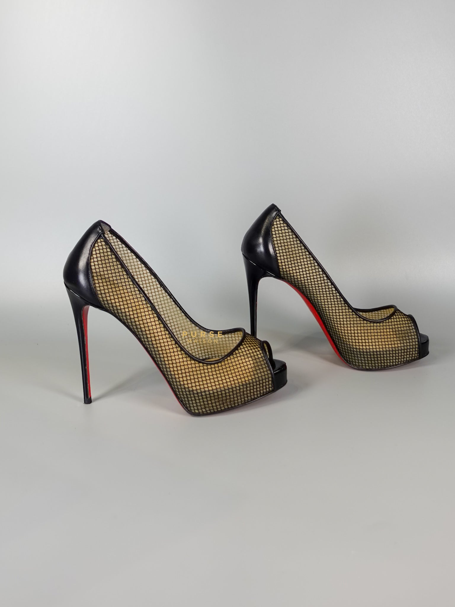 Mesh Black Leather Platform Pumps (Size 36EU 22.2cm) | Purse Maison Luxury Bags Shop