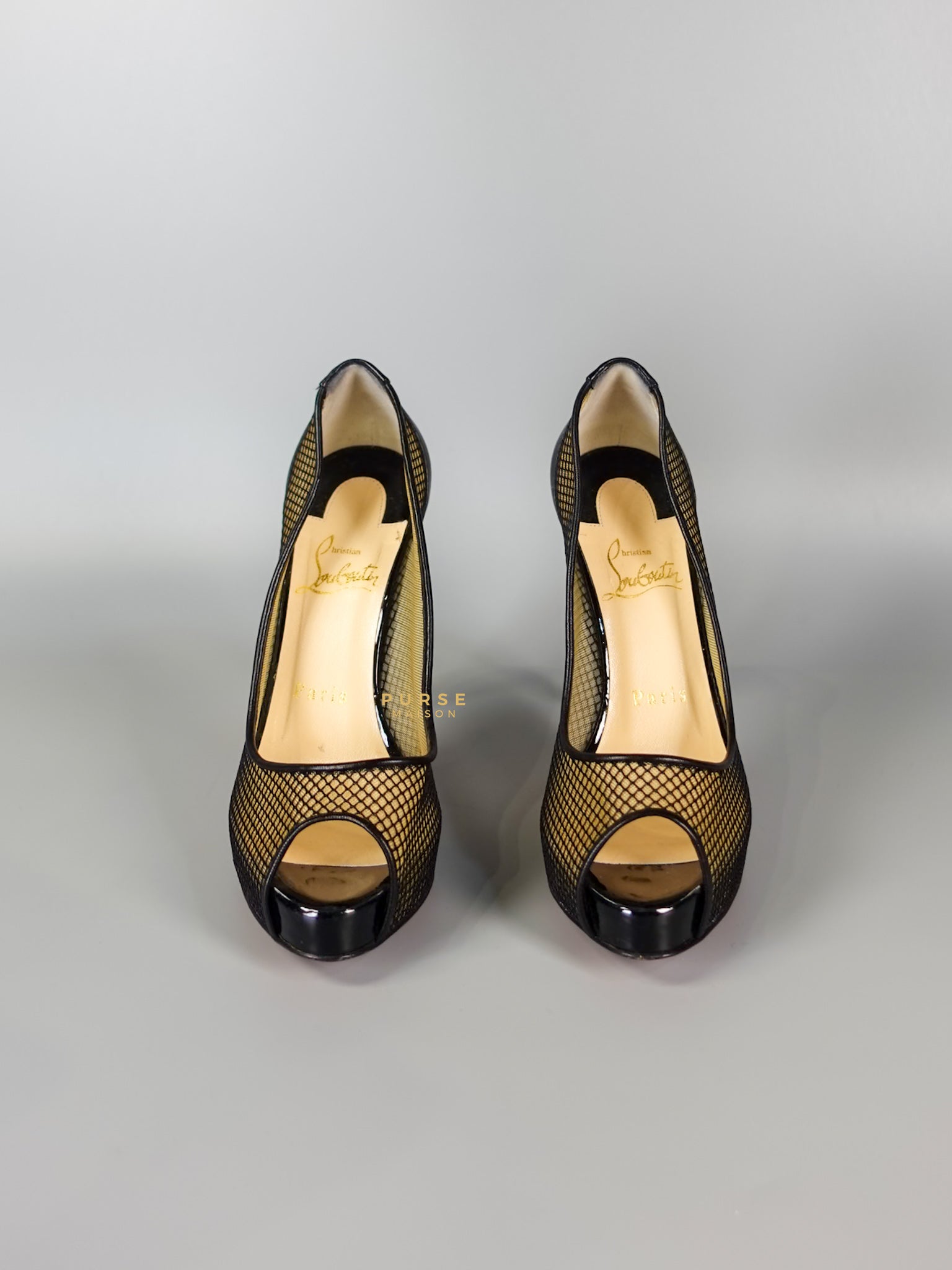 Mesh Black Leather Platform Pumps (Size 36EU 22.2cm) | Purse Maison Luxury Bags Shop