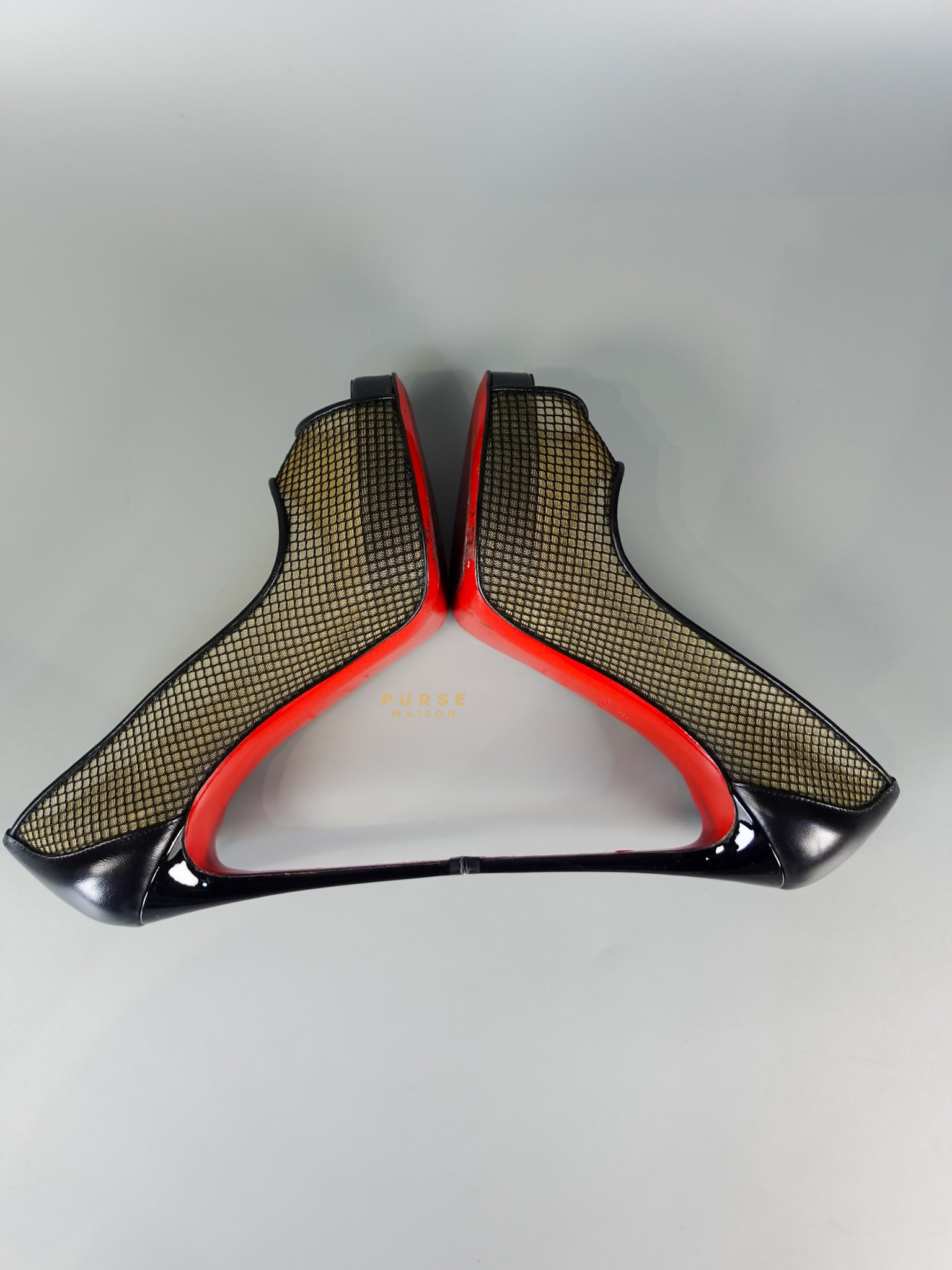 Mesh Black Leather Platform Pumps (Size 36EU 22.2cm) | Purse Maison Luxury Bags Shop