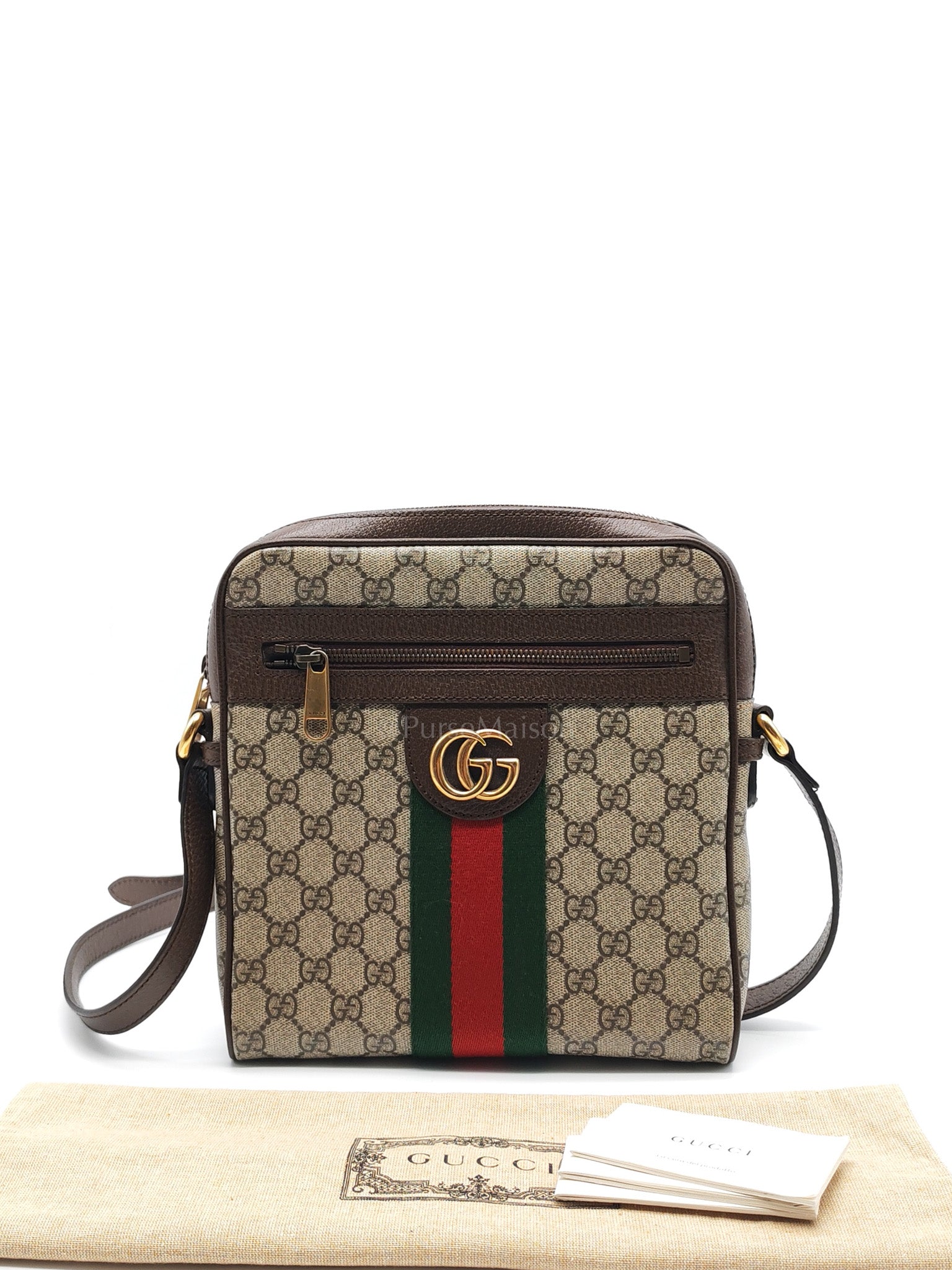 Ophidia Messenger Bag Small in GG Supreme Canvas & Gold Hardware
