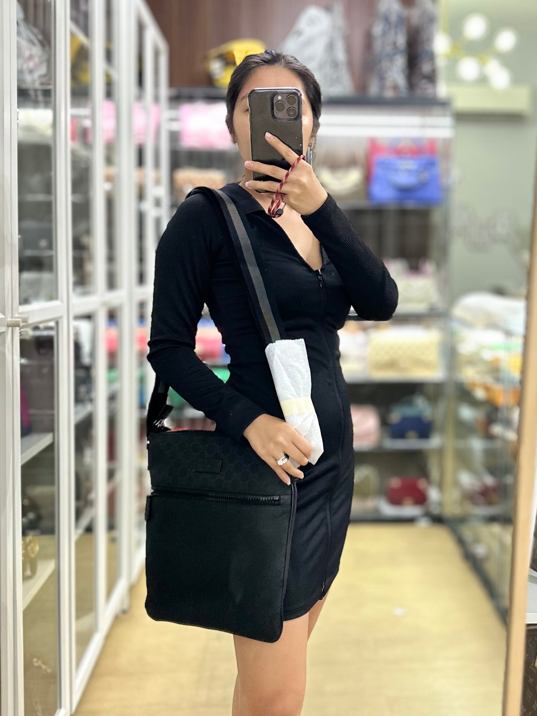 Messenger Bag in GG Guccissima Web Black Canvas | Purse Maison Luxury Bags Shop