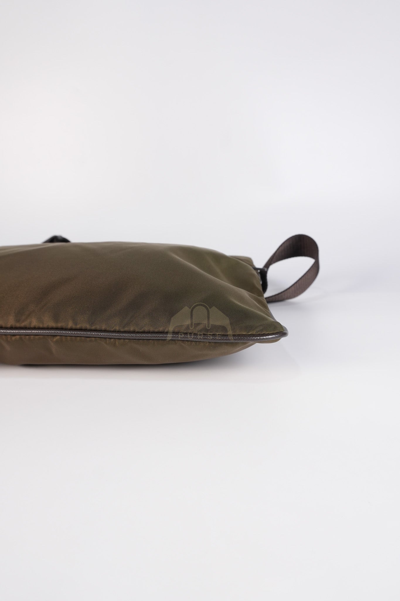 Messenger Bag in Olive Green Tessuto Nylon Canvas & Silver Hardware | Purse Maison Luxury Bags Shop