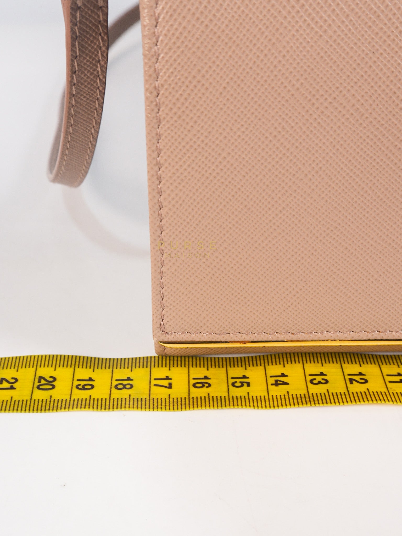Metal Detail Wallet On Strap in Beige Leather & Gold Hardware | Purse Maison Luxury Bags Shop