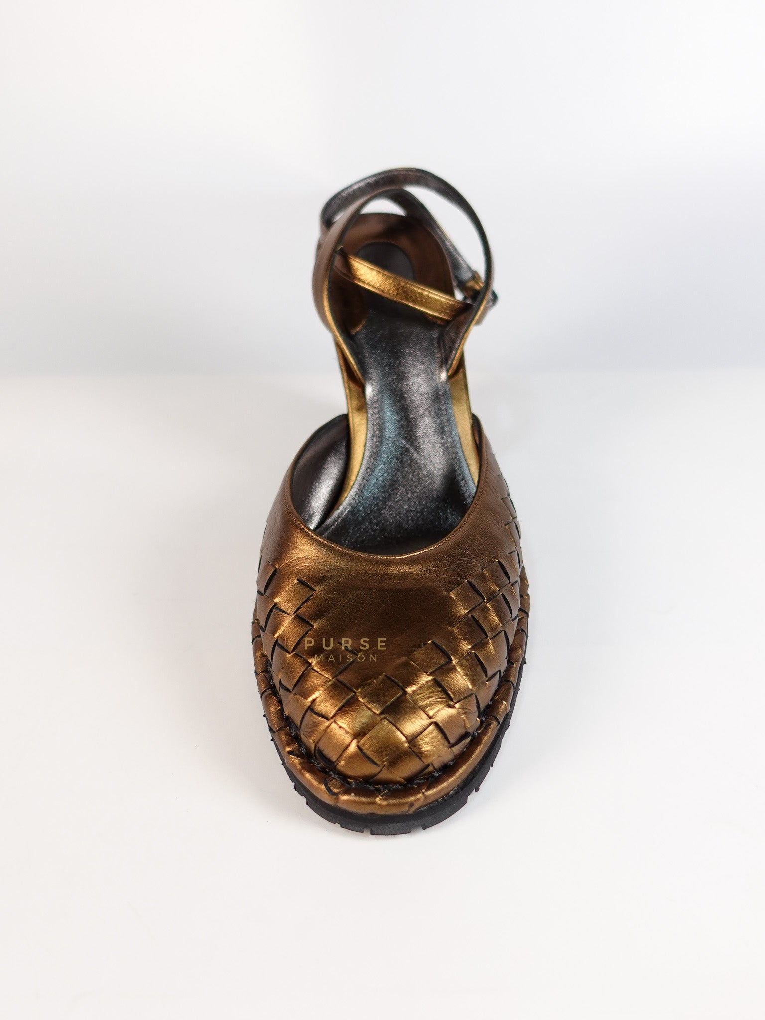 Metallic Brown Intrecciato Leather Sandals Size 40 EU (25.5cm) | Purse Maison Luxury Bags Shop