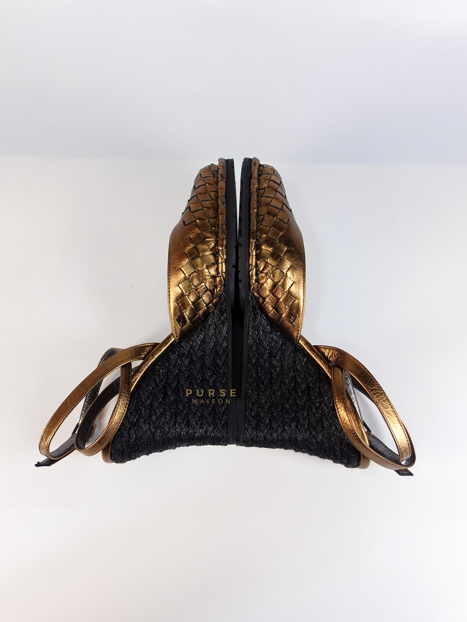 Metallic Brown Intrecciato Leather Sandals Size 40 EU (25.5cm) | Purse Maison Luxury Bags Shop