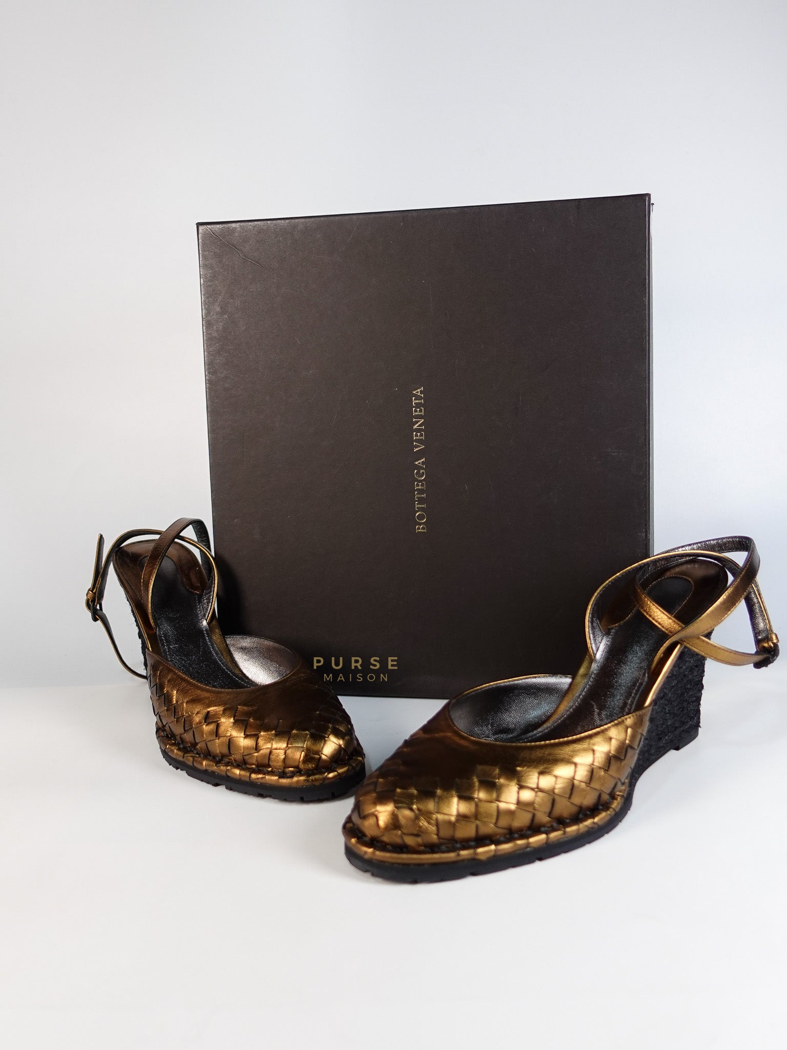Metallic Brown Intrecciato Leather Sandals Size 40 EU (25.5cm) | Purse Maison Luxury Bags Shop