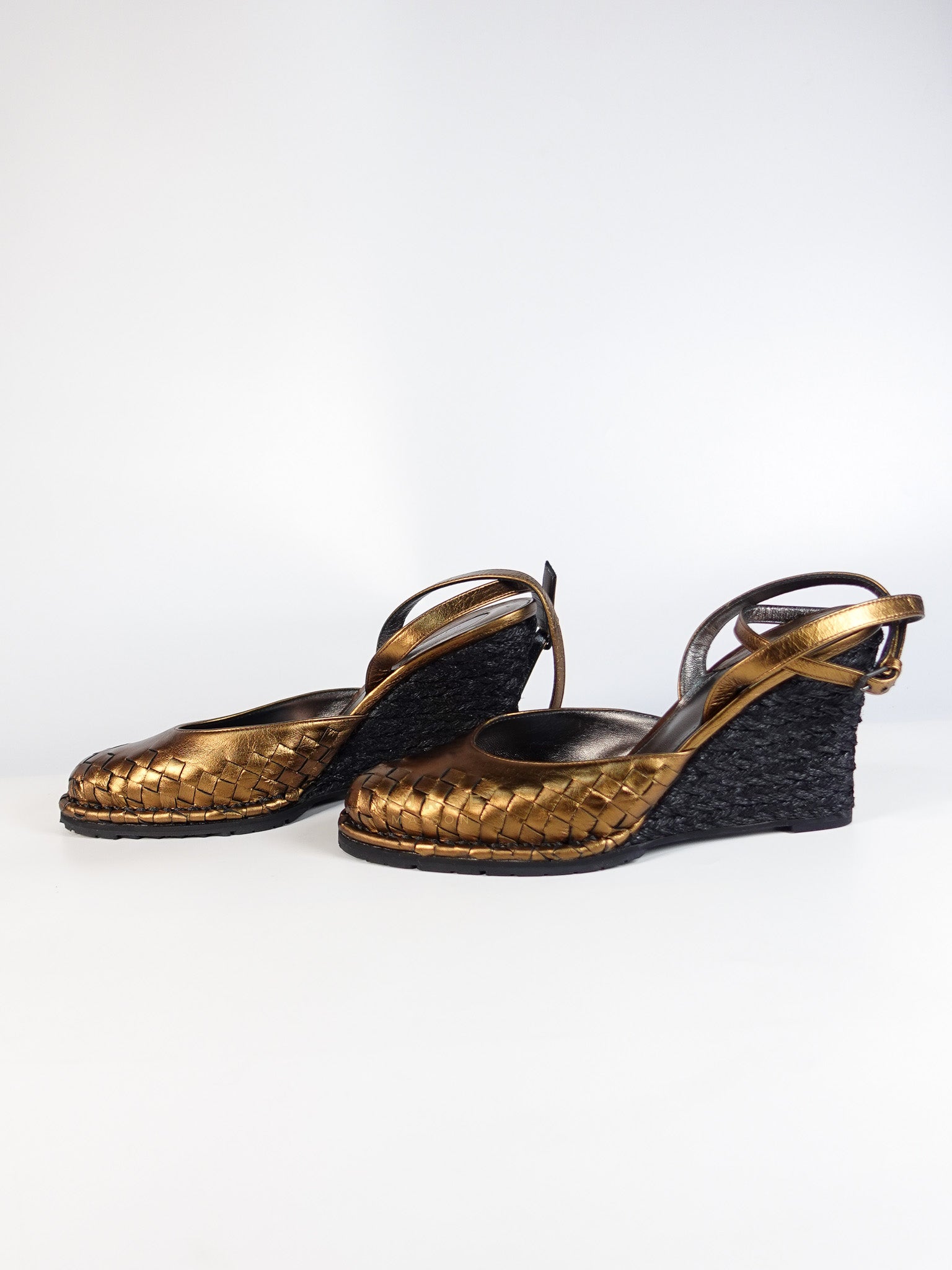 Metallic Brown Intrecciato Leather Sandals Size 40 EU (25.5cm) | Purse Maison Luxury Bags Shop