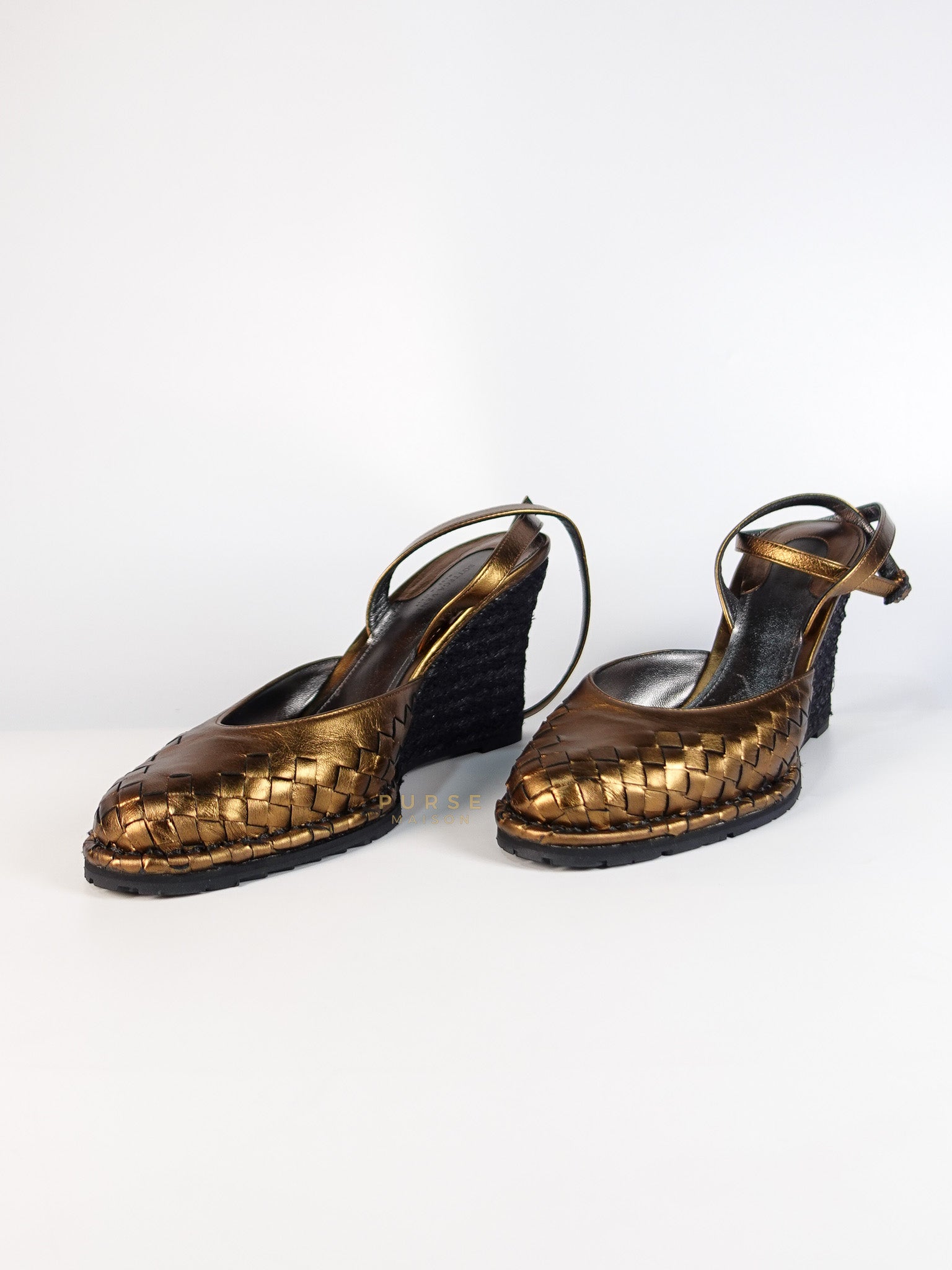 Metallic Brown Intrecciato Leather Sandals Size 40 EU (25.5cm) | Purse Maison Luxury Bags Shop