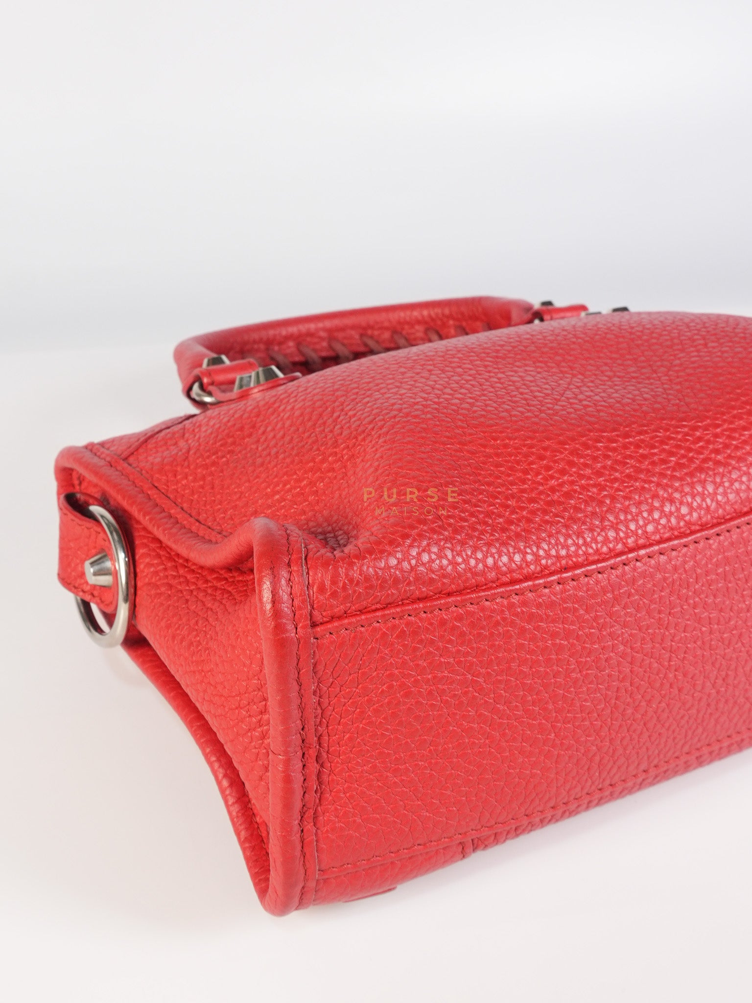 Metallic City Small in Red Pebbled Calfskin Leather | Purse Maison Luxury Bags Shop