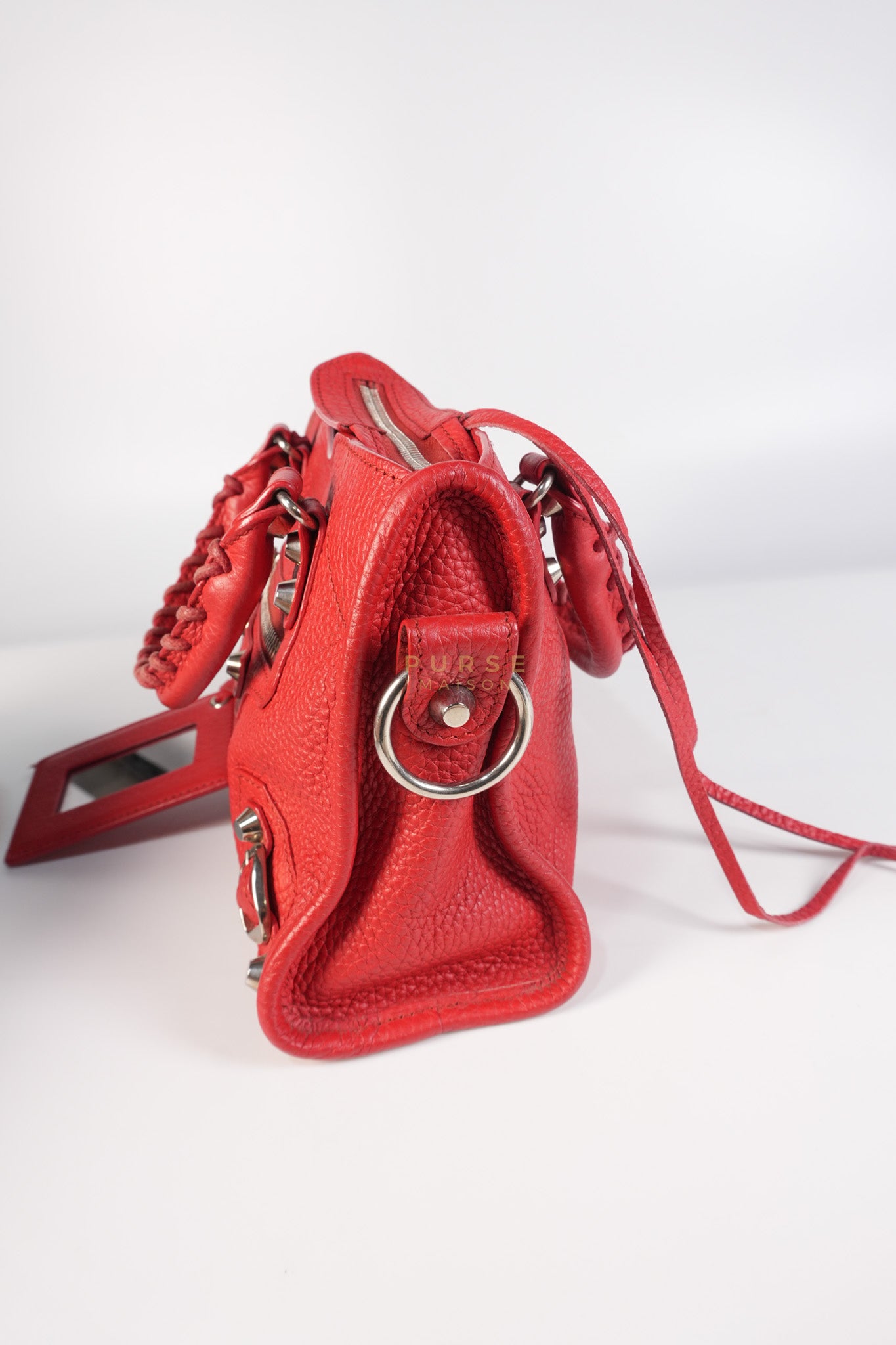 Metallic City Small in Red Pebbled Calfskin Leather | Purse Maison Luxury Bags Shop