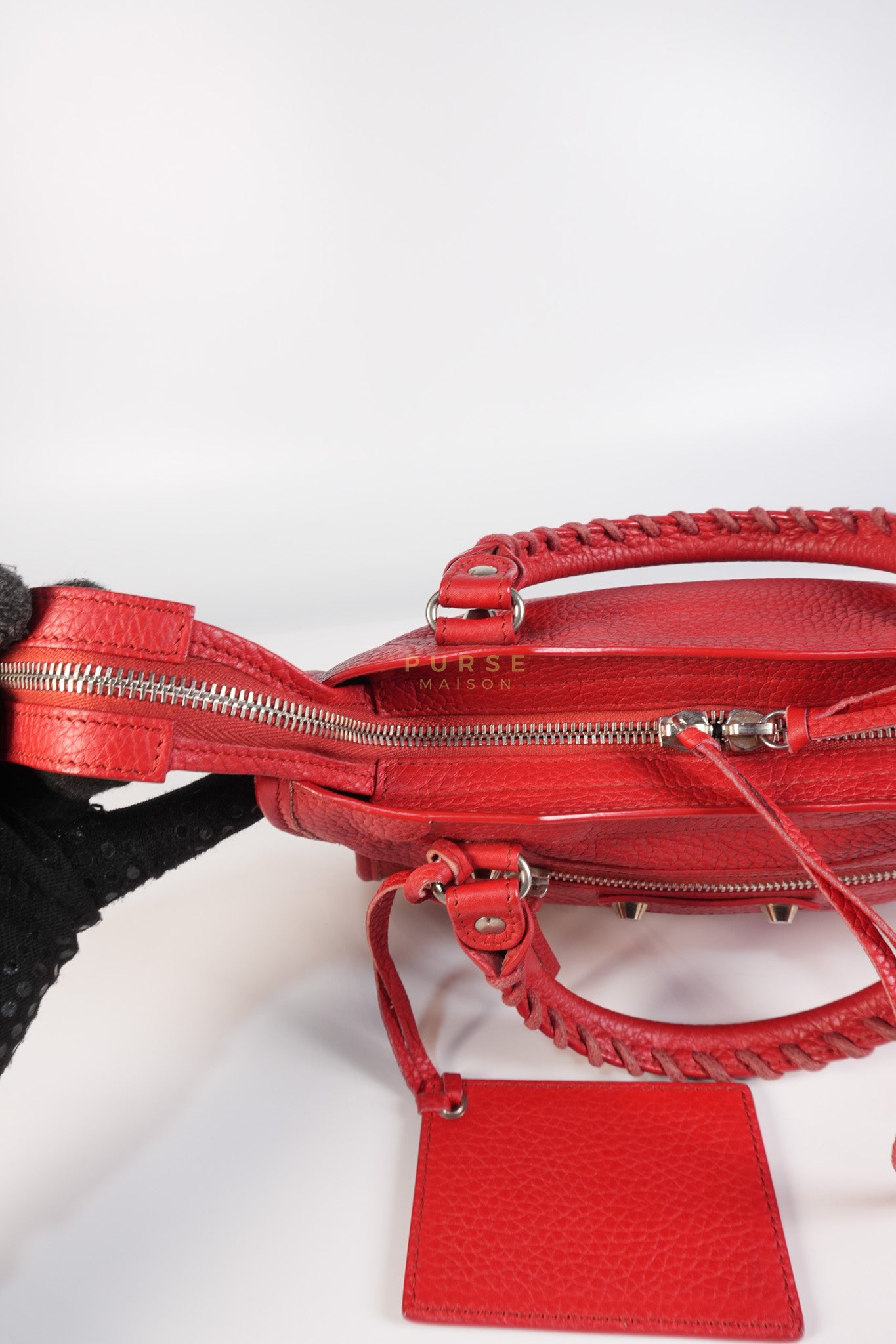 Metallic City Small in Red Pebbled Calfskin Leather | Purse Maison Luxury Bags Shop