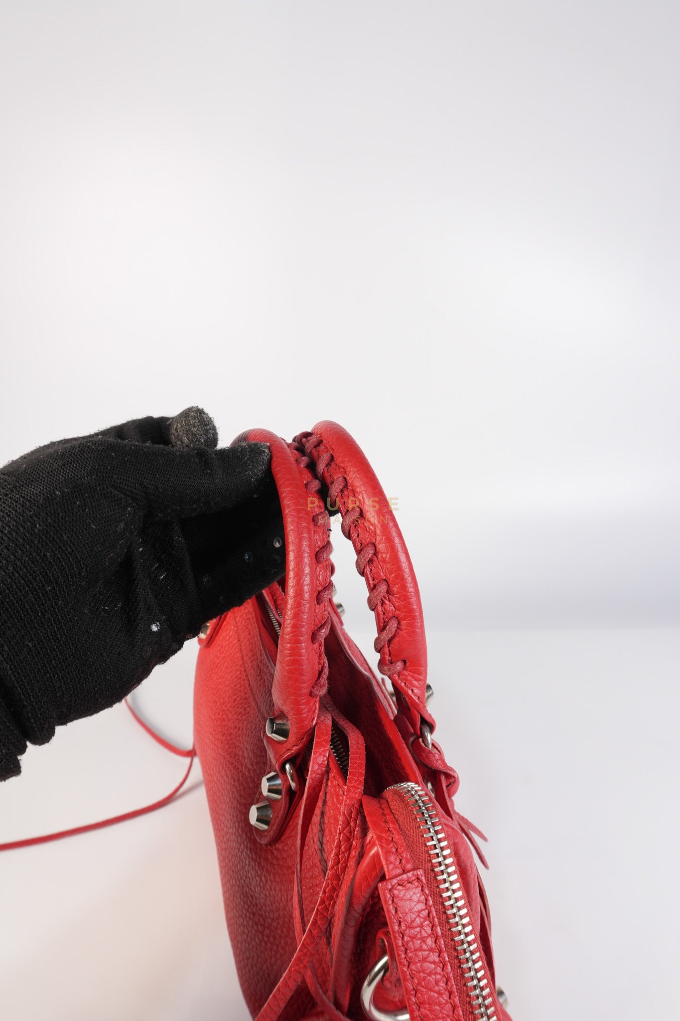 Metallic City Small in Red Pebbled Calfskin Leather | Purse Maison Luxury Bags Shop