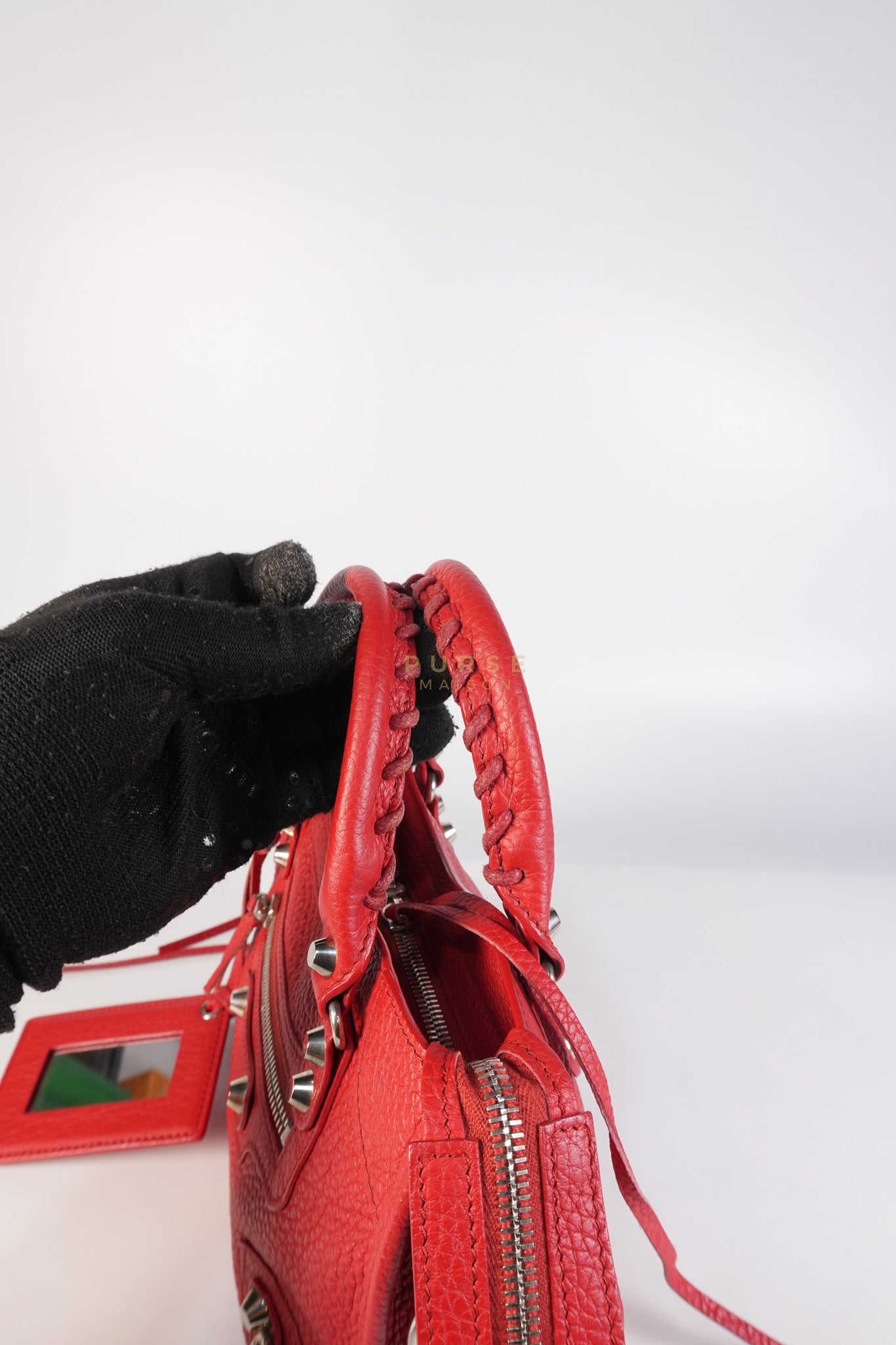 Metallic City Small in Red Pebbled Calfskin Leather | Purse Maison Luxury Bags Shop