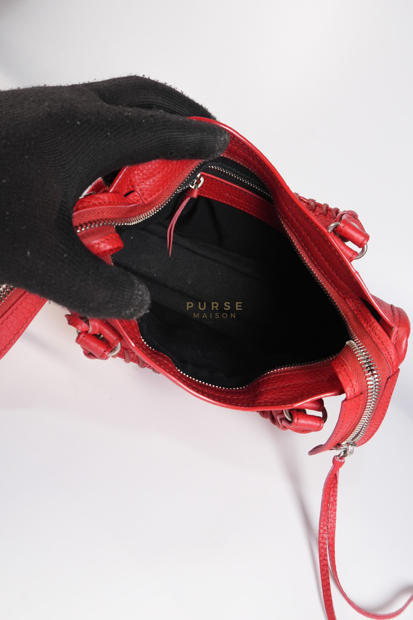 Metallic City Small in Red Pebbled Calfskin Leather | Purse Maison Luxury Bags Shop