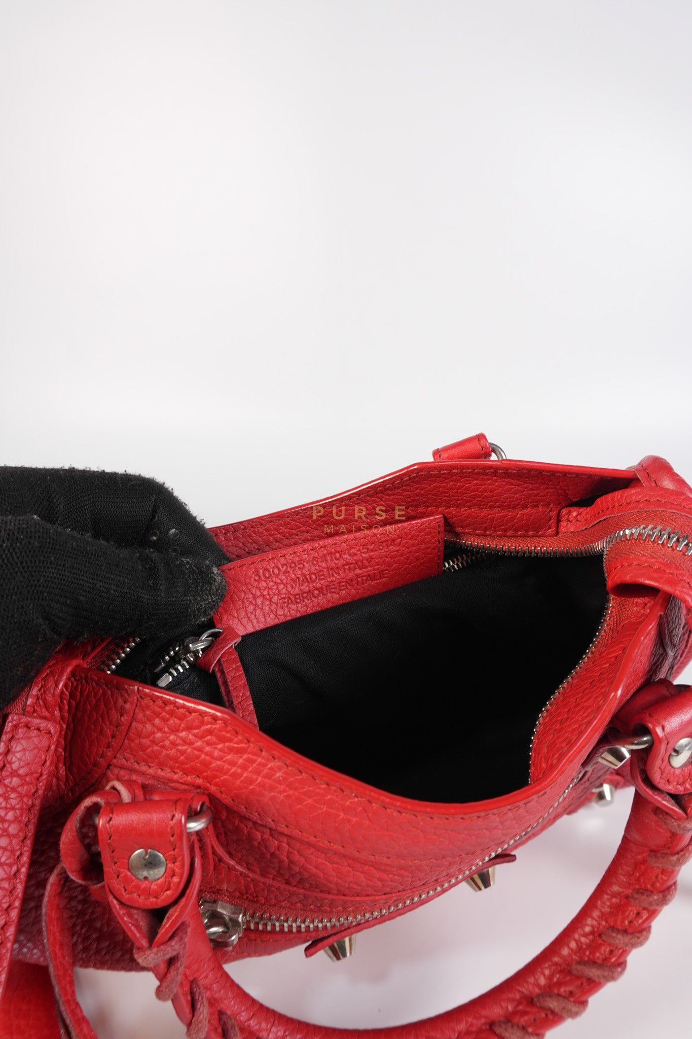 Metallic City Small in Red Pebbled Calfskin Leather | Purse Maison Luxury Bags Shop