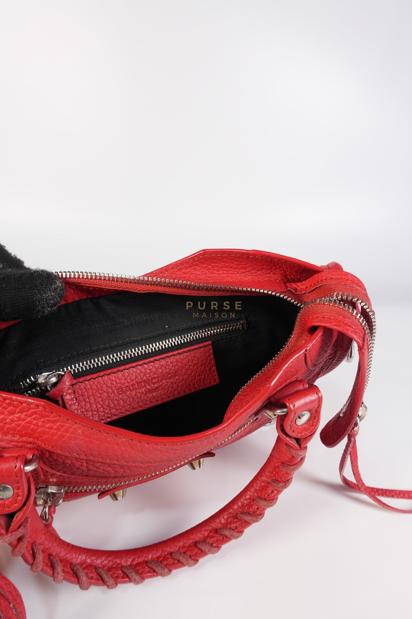 Metallic City Small in Red Pebbled Calfskin Leather | Purse Maison Luxury Bags Shop