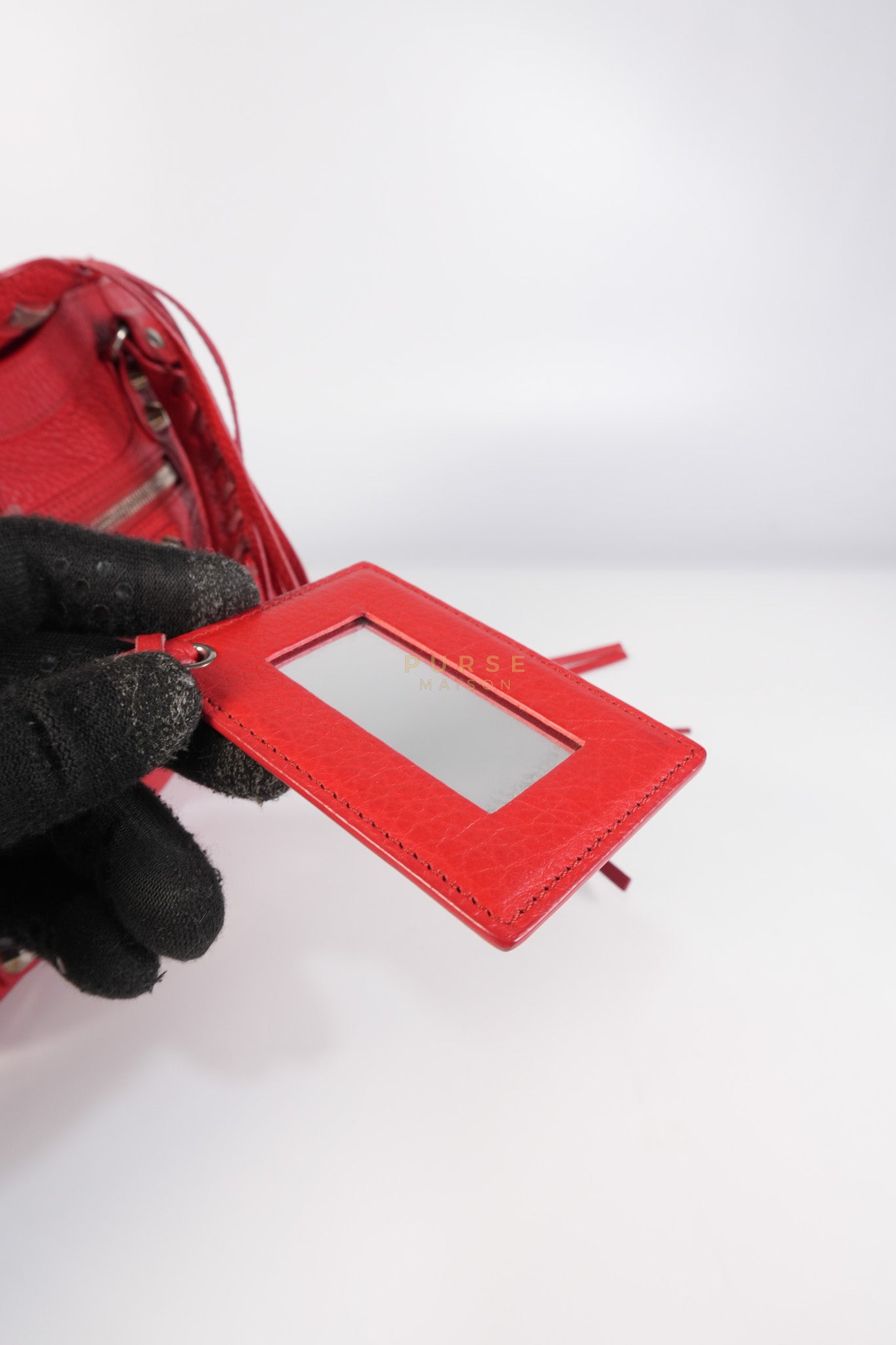 Metallic City Small in Red Pebbled Calfskin Leather | Purse Maison Luxury Bags Shop