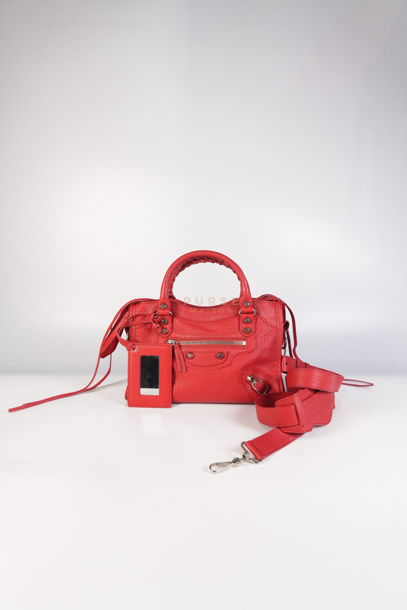 Metallic City Small in Red Pebbled Calfskin Leather | Purse Maison Luxury Bags Shop