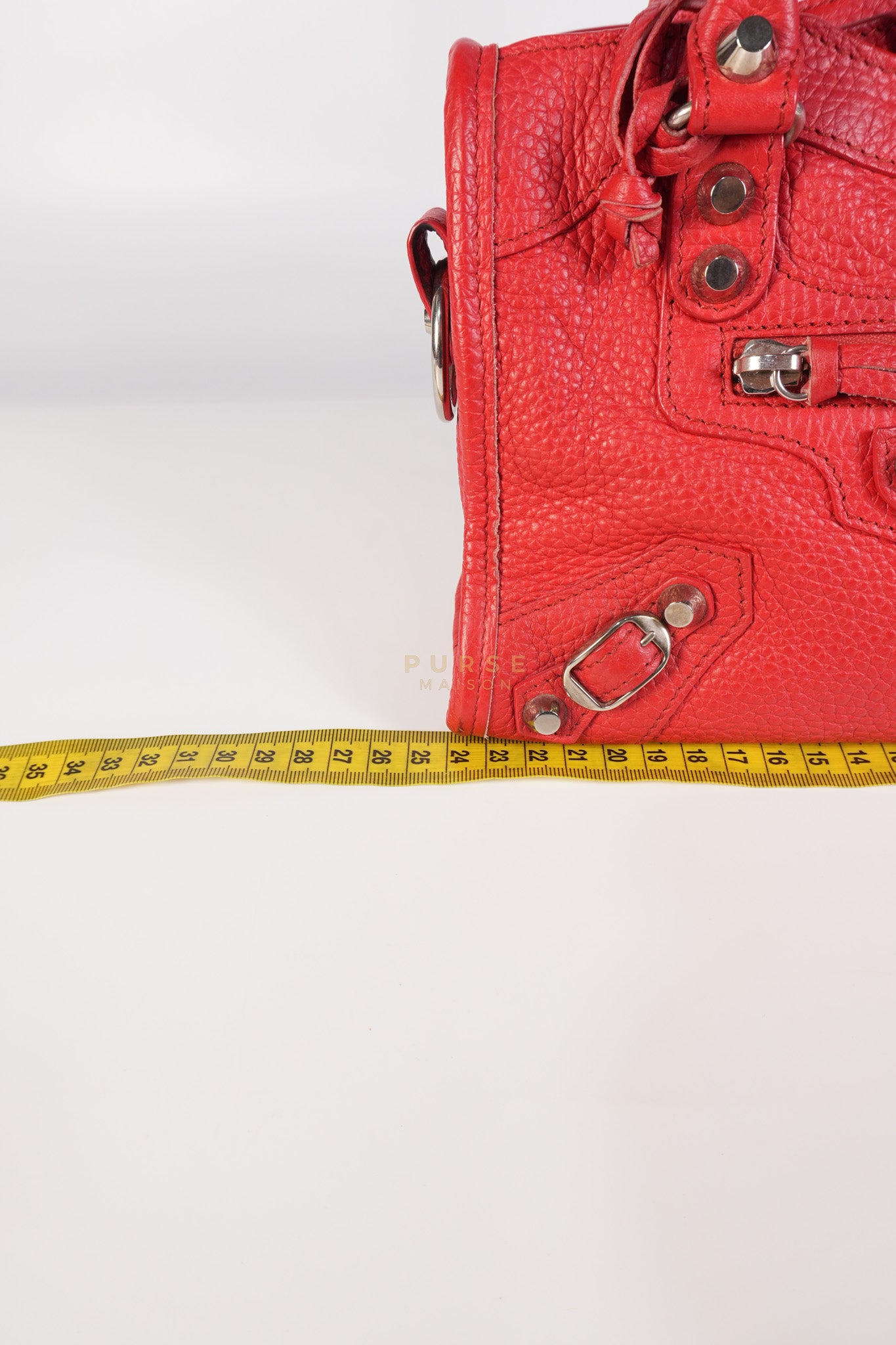 Metallic City Small in Red Pebbled Calfskin Leather | Purse Maison Luxury Bags Shop