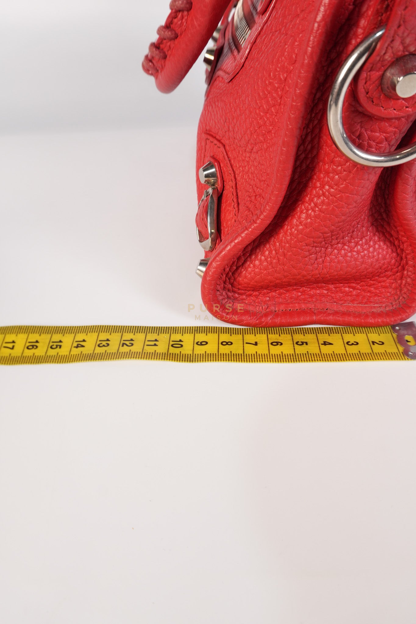 Metallic City Small in Red Pebbled Calfskin Leather | Purse Maison Luxury Bags Shop