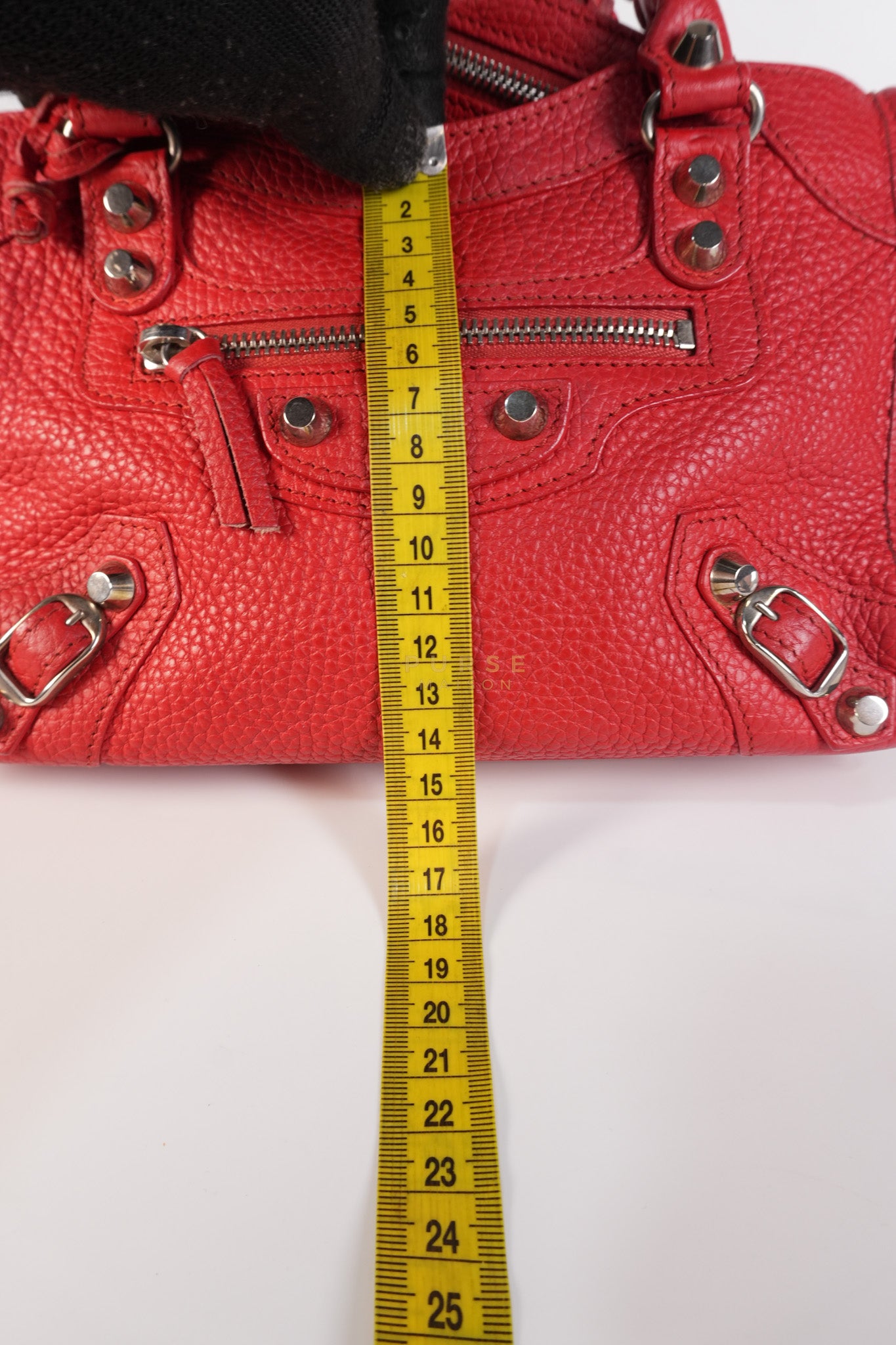 Metallic City Small in Red Pebbled Calfskin Leather | Purse Maison Luxury Bags Shop