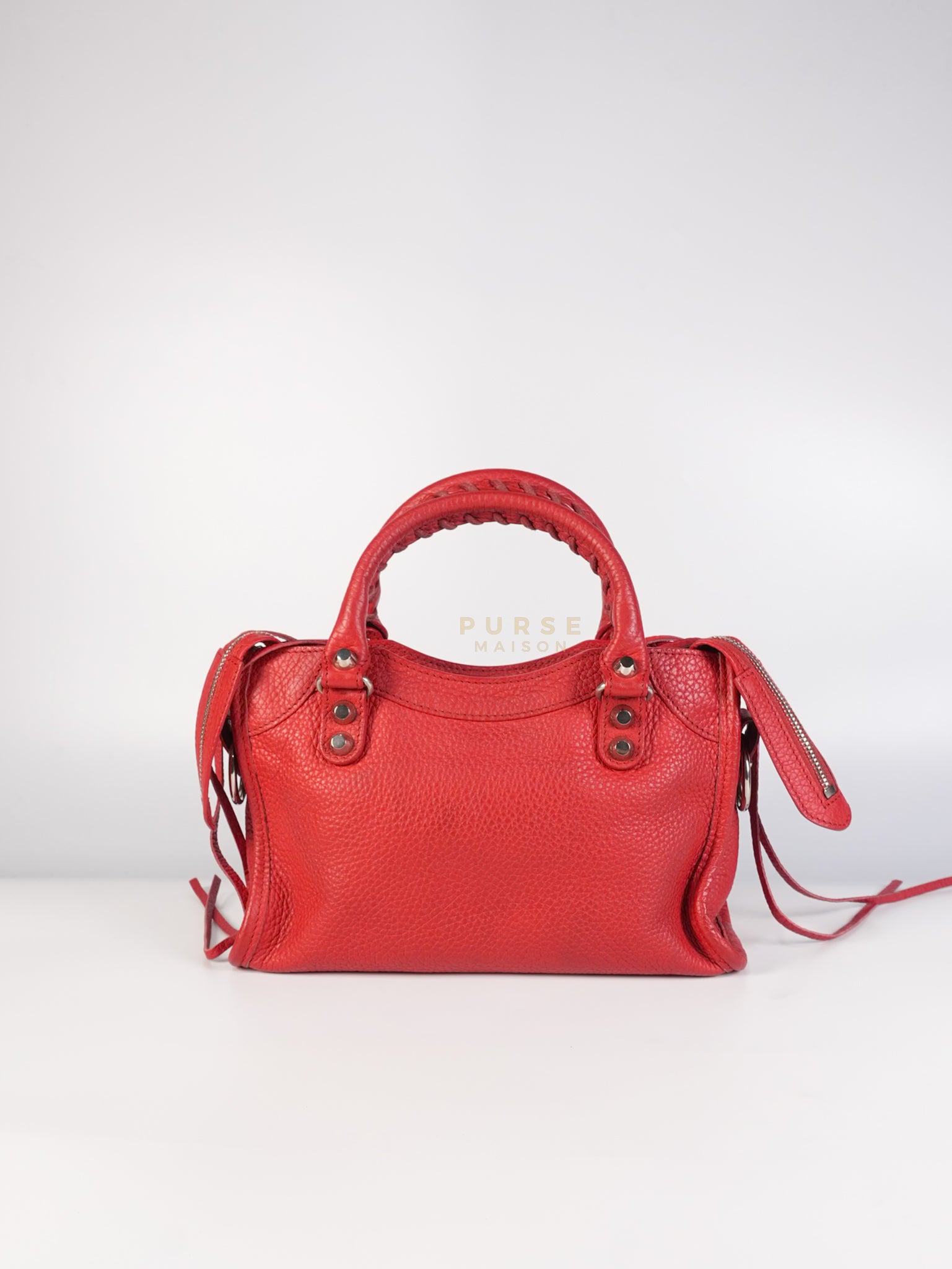 Metallic City Small in Red Pebbled Calfskin Leather | Purse Maison Luxury Bags Shop