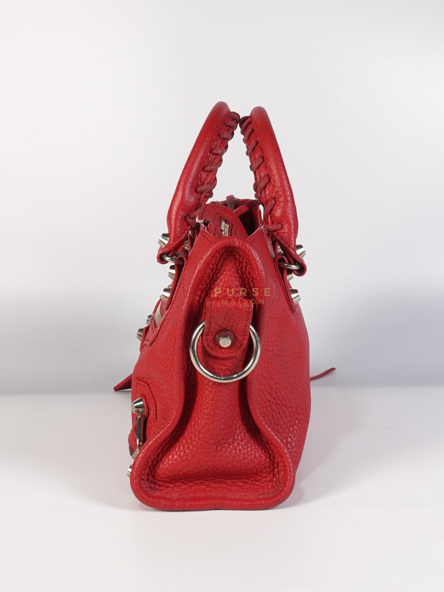 Metallic City Small in Red Pebbled Calfskin Leather | Purse Maison Luxury Bags Shop