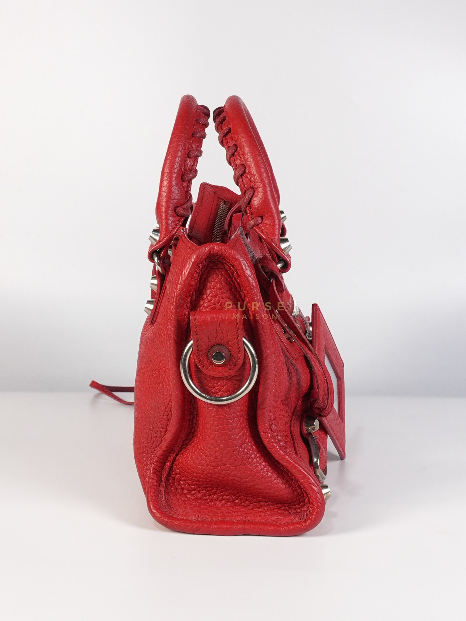 Metallic City Small in Red Pebbled Calfskin Leather | Purse Maison Luxury Bags Shop