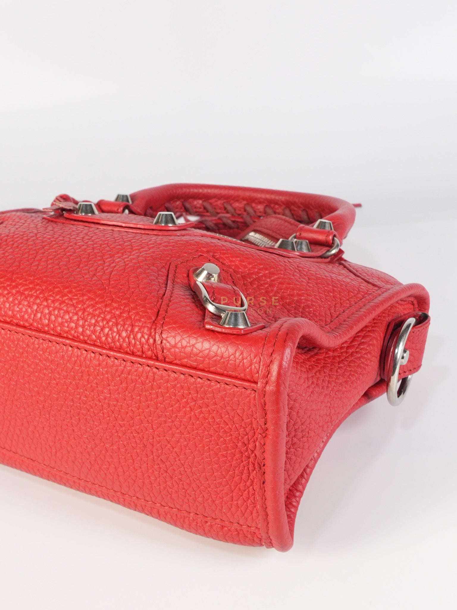 Metallic City Small in Red Pebbled Calfskin Leather | Purse Maison Luxury Bags Shop