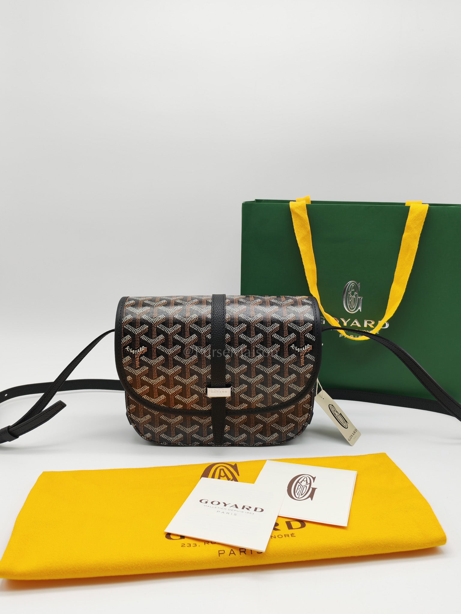 Belvedere PM Crossbody Bag in Black/Noir Goyardine Canvas