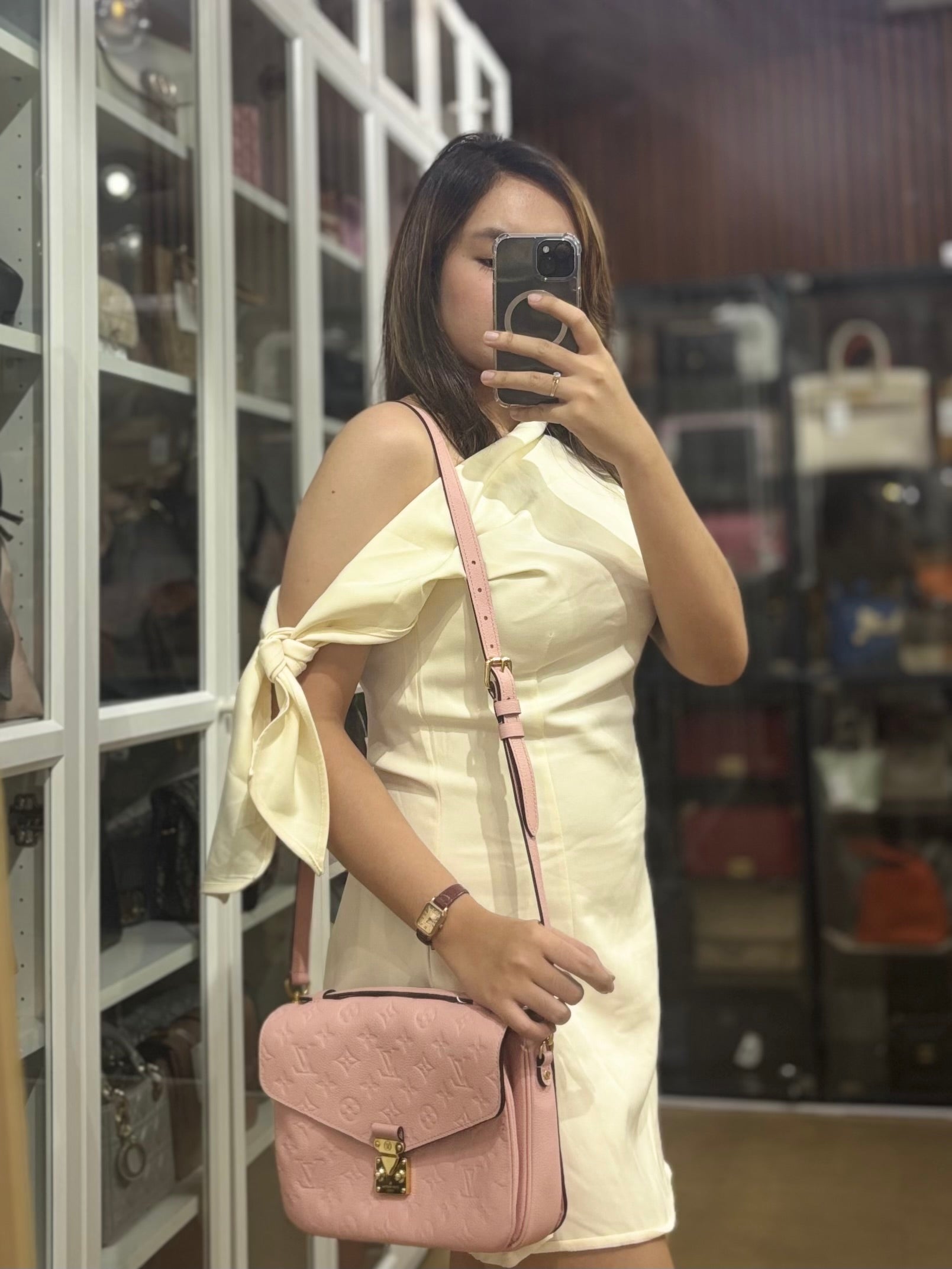 Metis In Rose Empreinte Leather (Date Code: DU0167) | Purse Maison Luxury Bags Shop