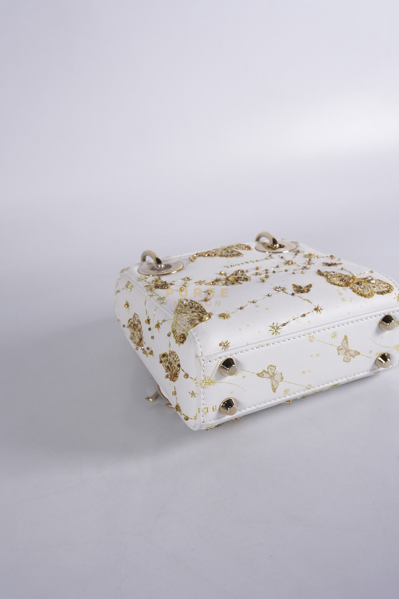 Micro Lady Dior Butterfly Zodiac in White Calfskin Leather | Purse Maison Luxury Bags Shop