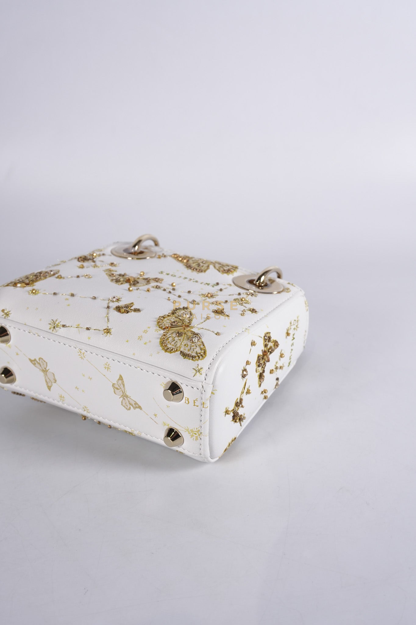 Micro Lady Dior Butterfly Zodiac in White Calfskin Leather | Purse Maison Luxury Bags Shop