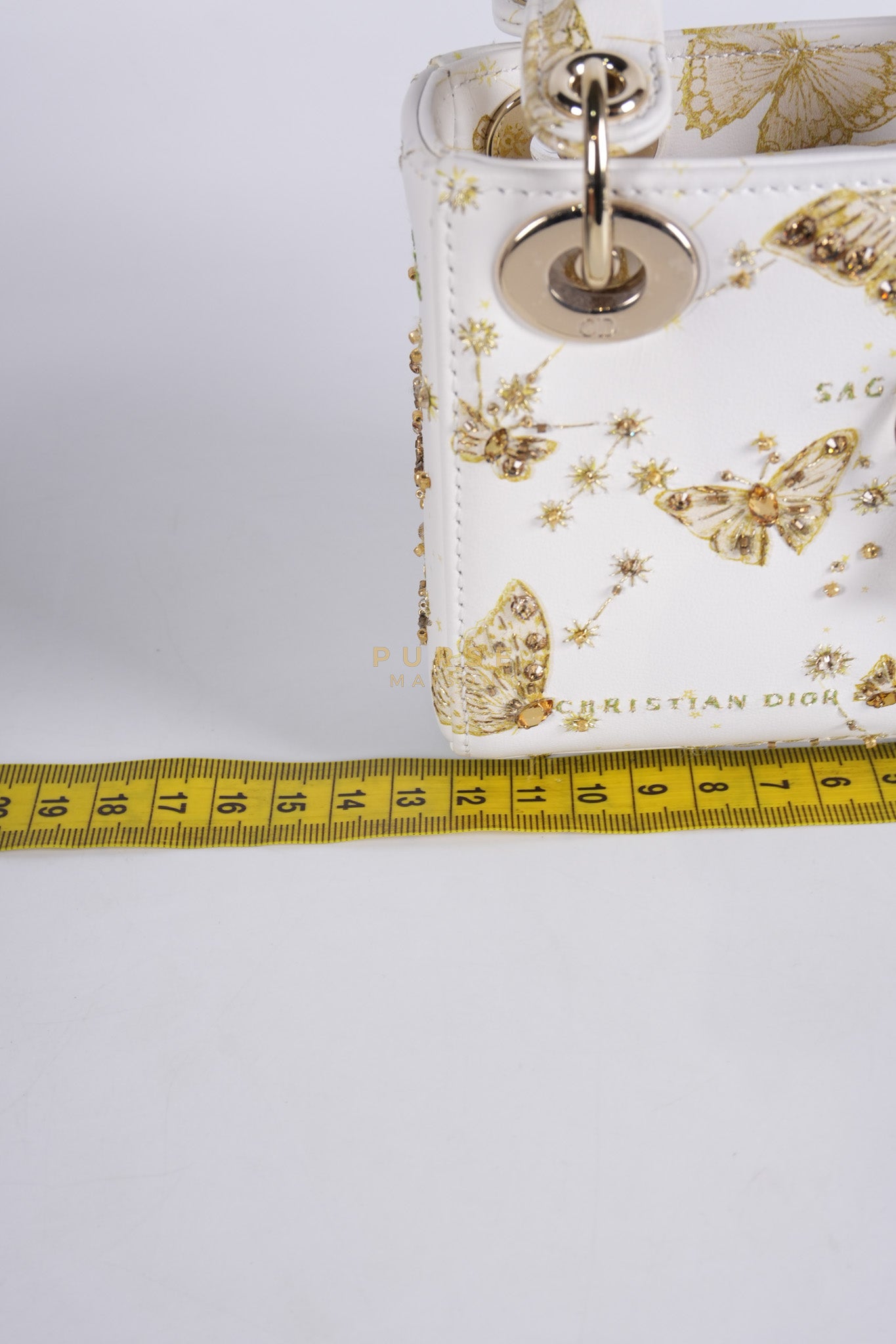 Micro Lady Dior Butterfly Zodiac in White Calfskin Leather | Purse Maison Luxury Bags Shop