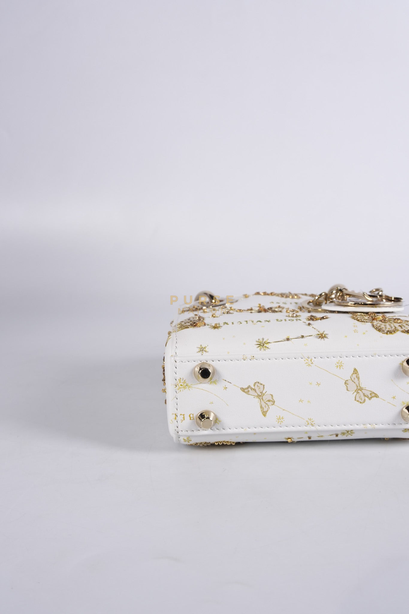 Micro Lady Dior Butterfly Zodiac in White Calfskin Leather | Purse Maison Luxury Bags Shop
