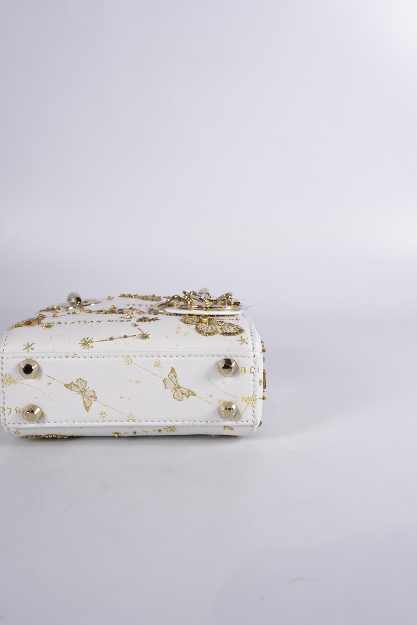 Micro Lady Dior Butterfly Zodiac in White Calfskin Leather | Purse Maison Luxury Bags Shop