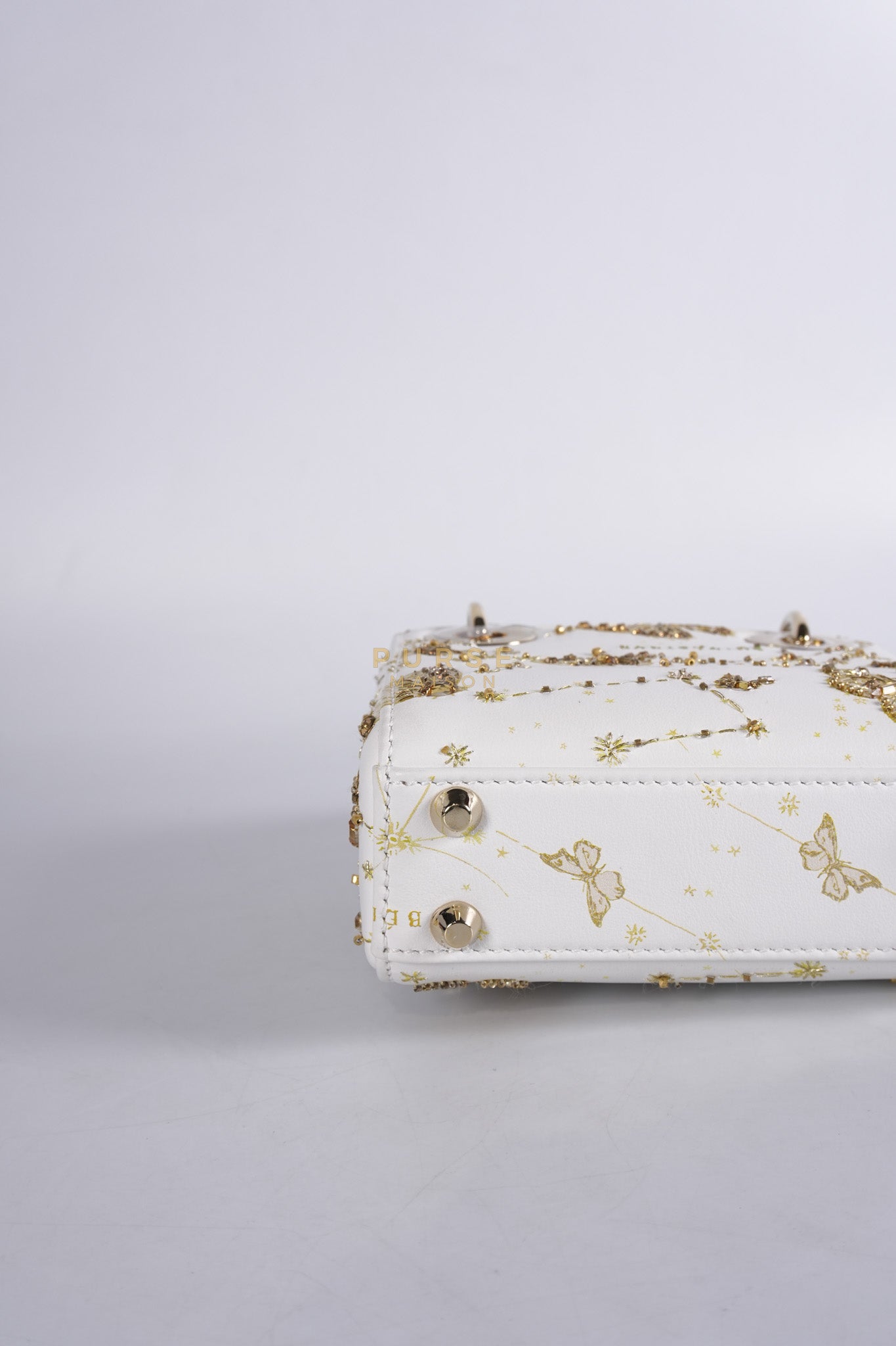 Micro Lady Dior Butterfly Zodiac in White Calfskin Leather | Purse Maison Luxury Bags Shop
