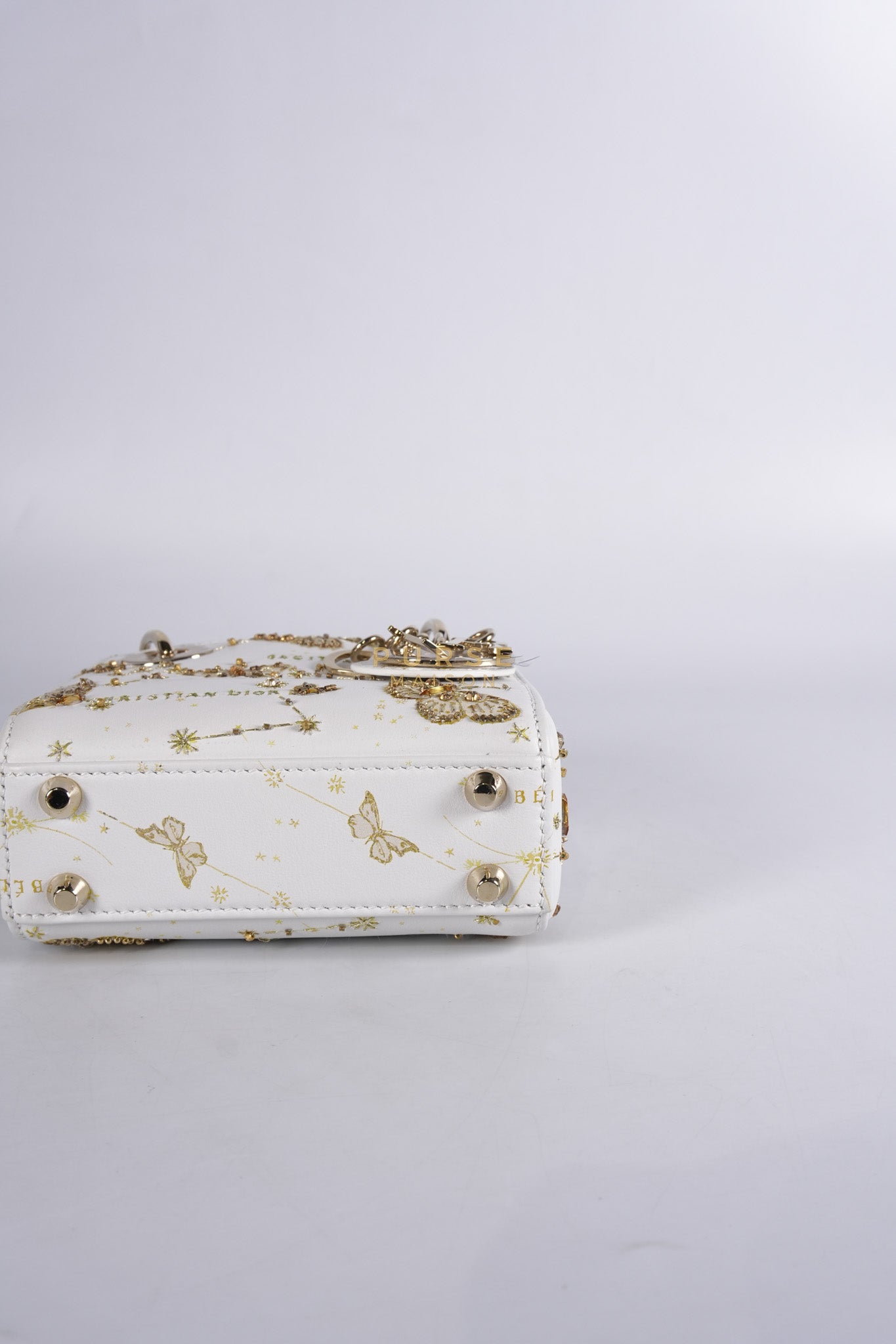 Micro Lady Dior Butterfly Zodiac in White Calfskin Leather | Purse Maison Luxury Bags Shop