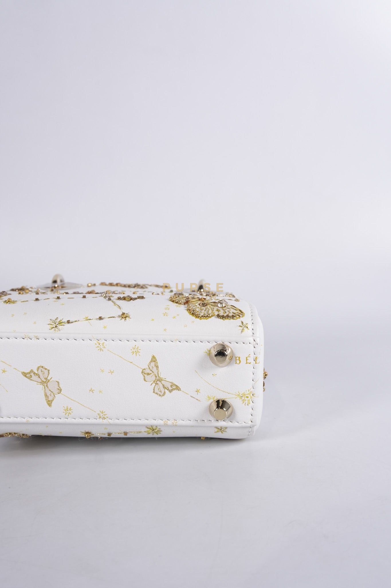 Micro Lady Dior Butterfly Zodiac in White Calfskin Leather | Purse Maison Luxury Bags Shop