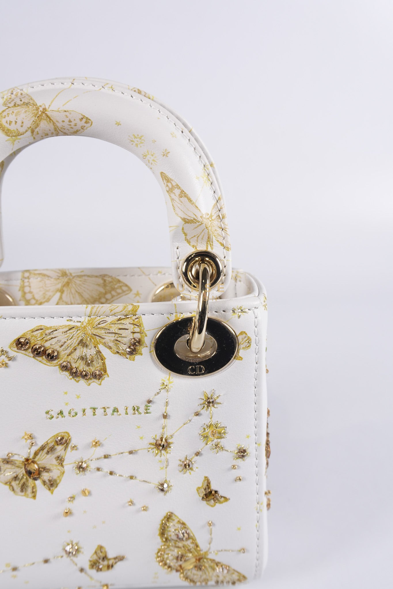 Micro Lady Dior Butterfly Zodiac in White Calfskin Leather | Purse Maison Luxury Bags Shop