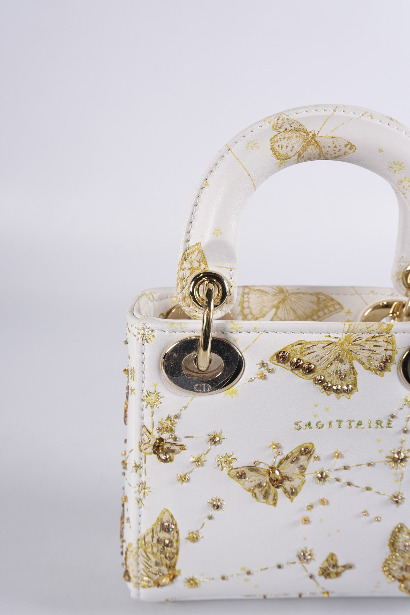 Micro Lady Dior Butterfly Zodiac in White Calfskin Leather | Purse Maison Luxury Bags Shop