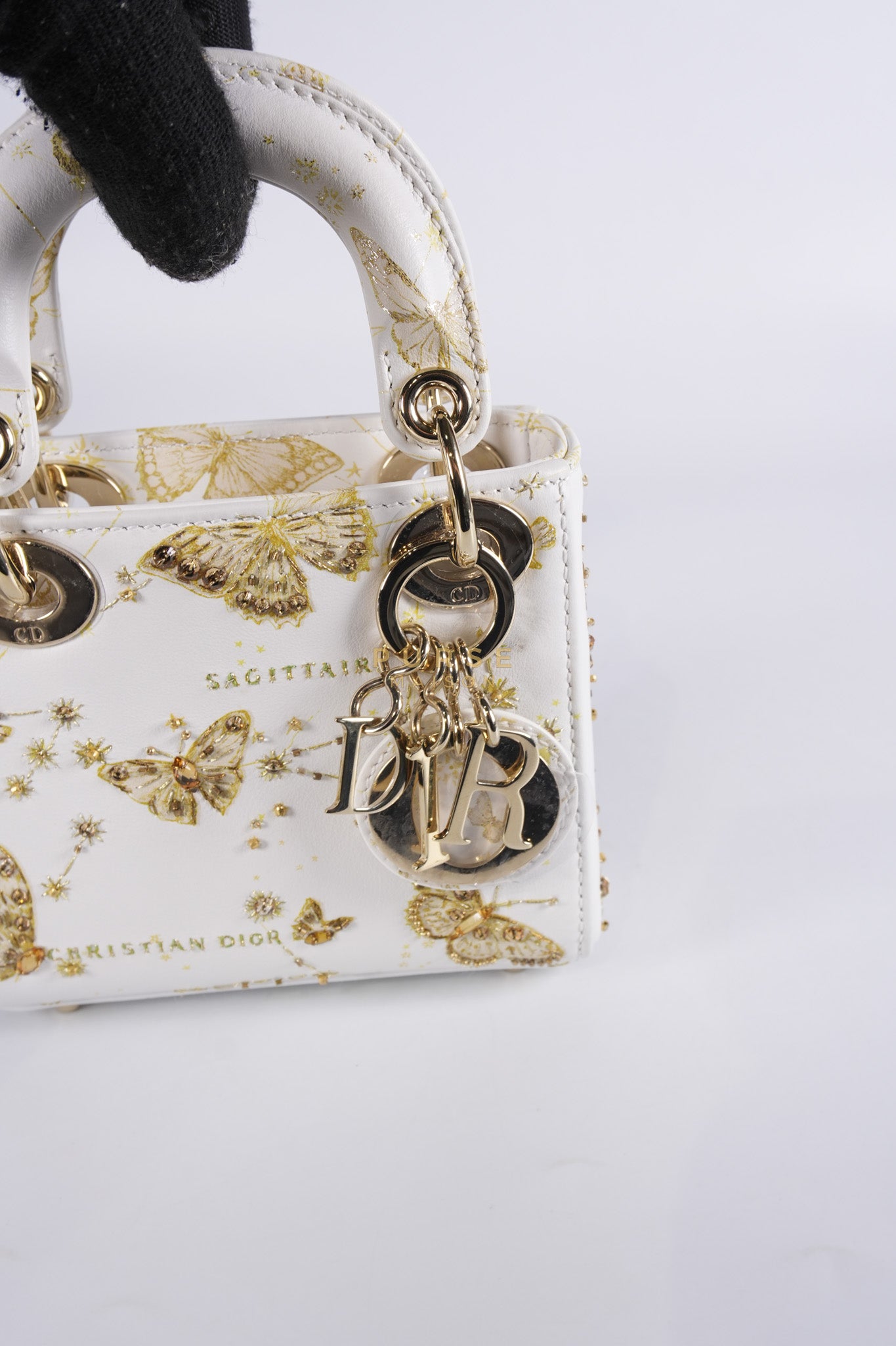 Micro Lady Dior Butterfly Zodiac in White Calfskin Leather | Purse Maison Luxury Bags Shop
