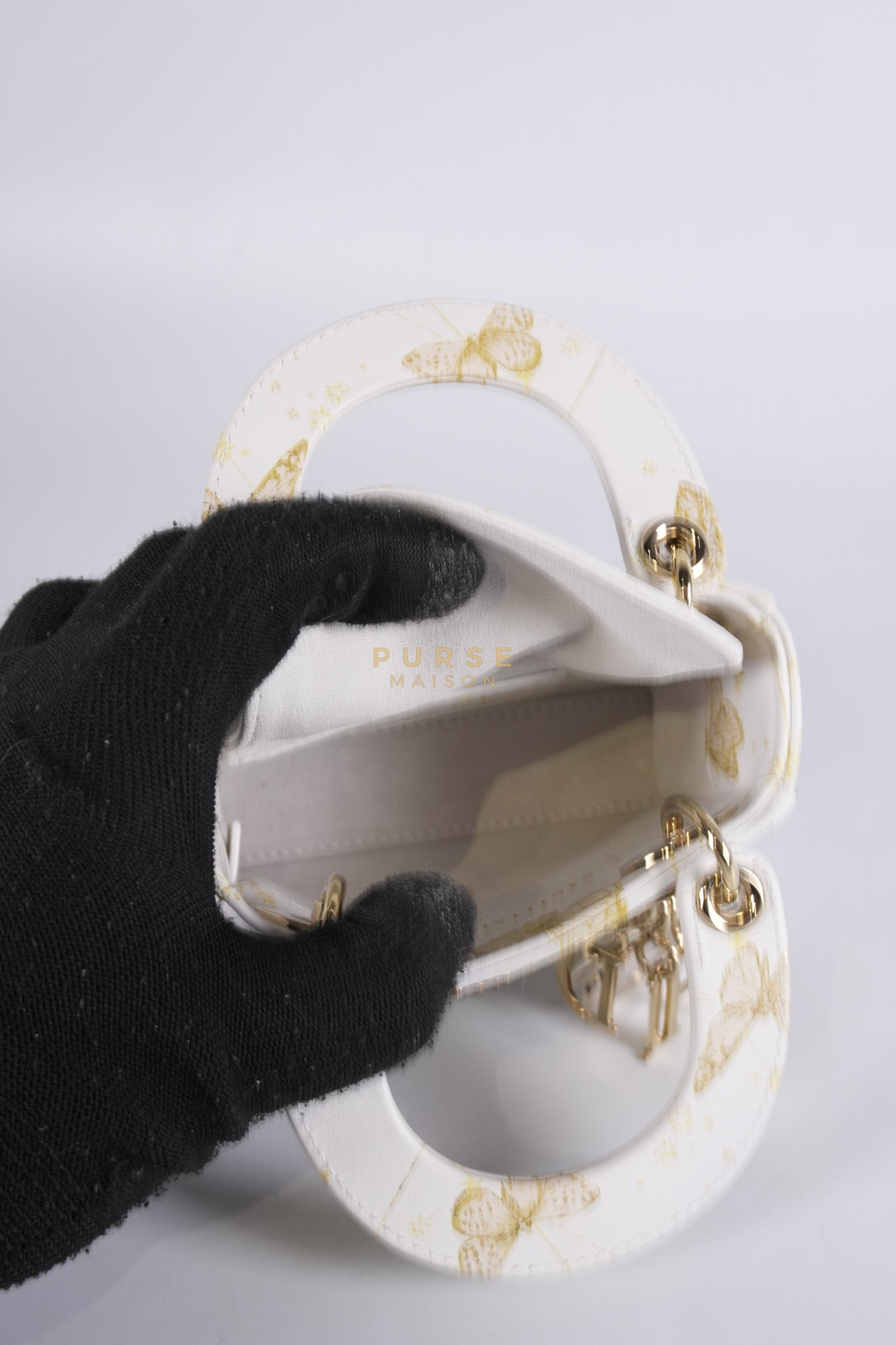 Micro Lady Dior Butterfly Zodiac in White Calfskin Leather | Purse Maison Luxury Bags Shop