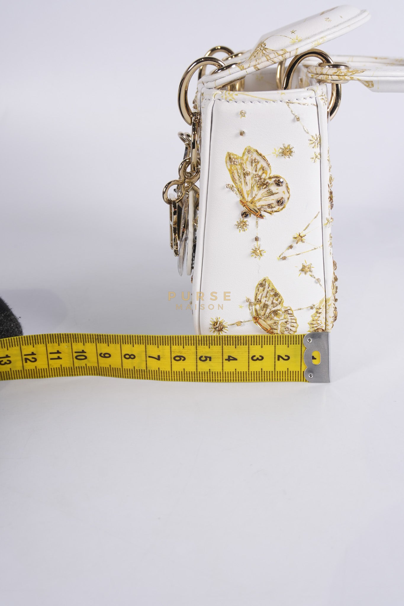 Micro Lady Dior Butterfly Zodiac in White Calfskin Leather | Purse Maison Luxury Bags Shop