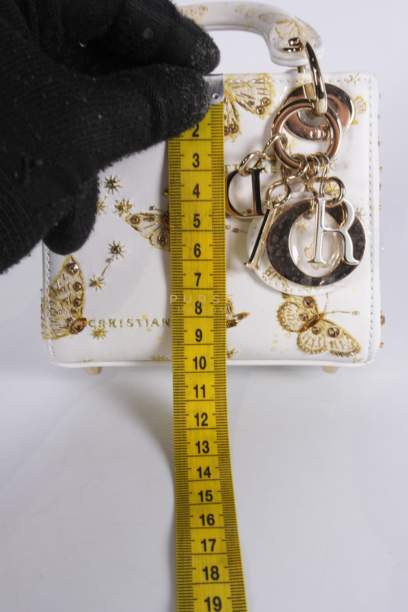 Micro Lady Dior Butterfly Zodiac in White Calfskin Leather | Purse Maison Luxury Bags Shop