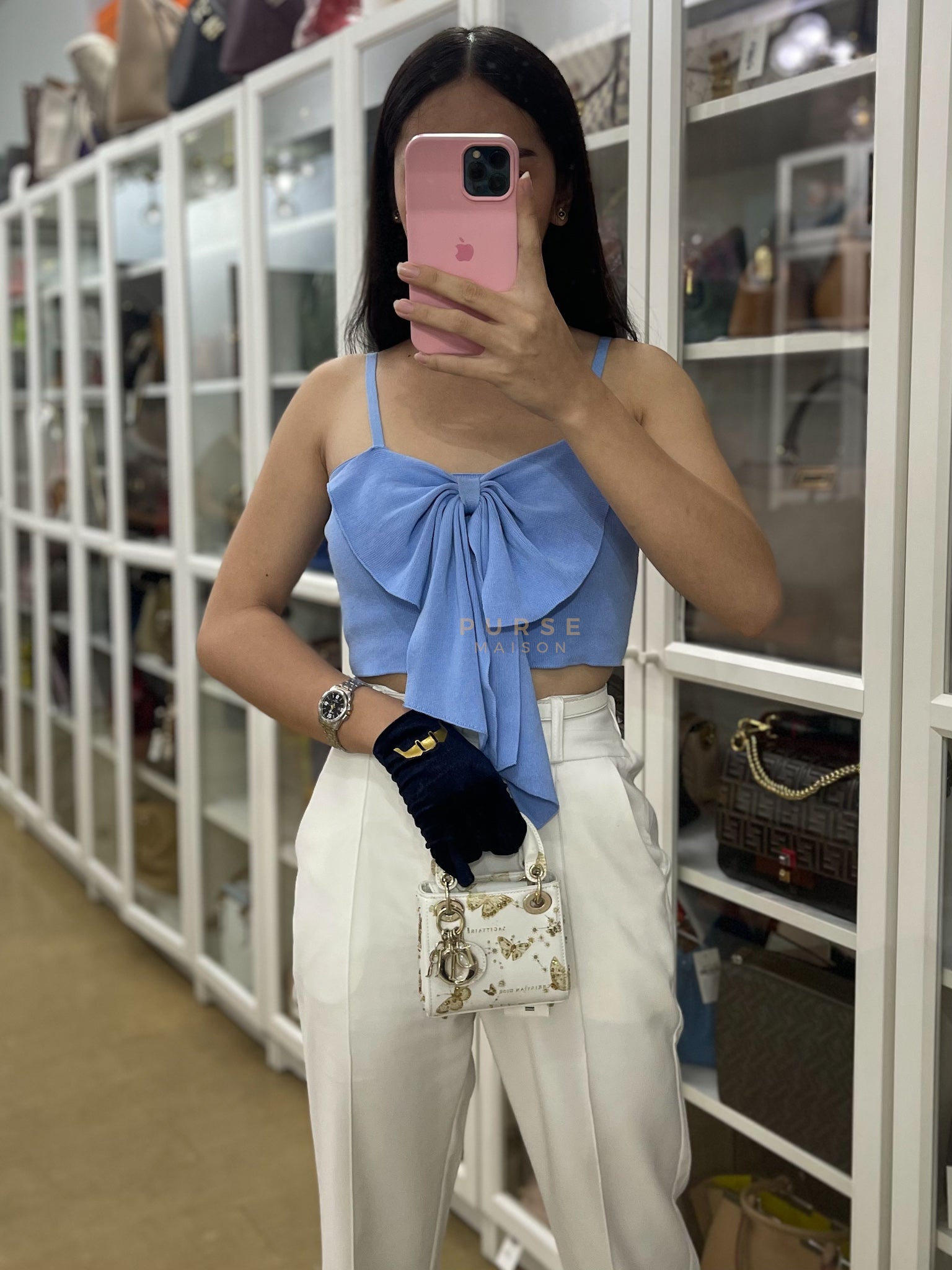 Micro Lady Dior Butterfly Zodiac in White Calfskin Leather | Purse Maison Luxury Bags Shop