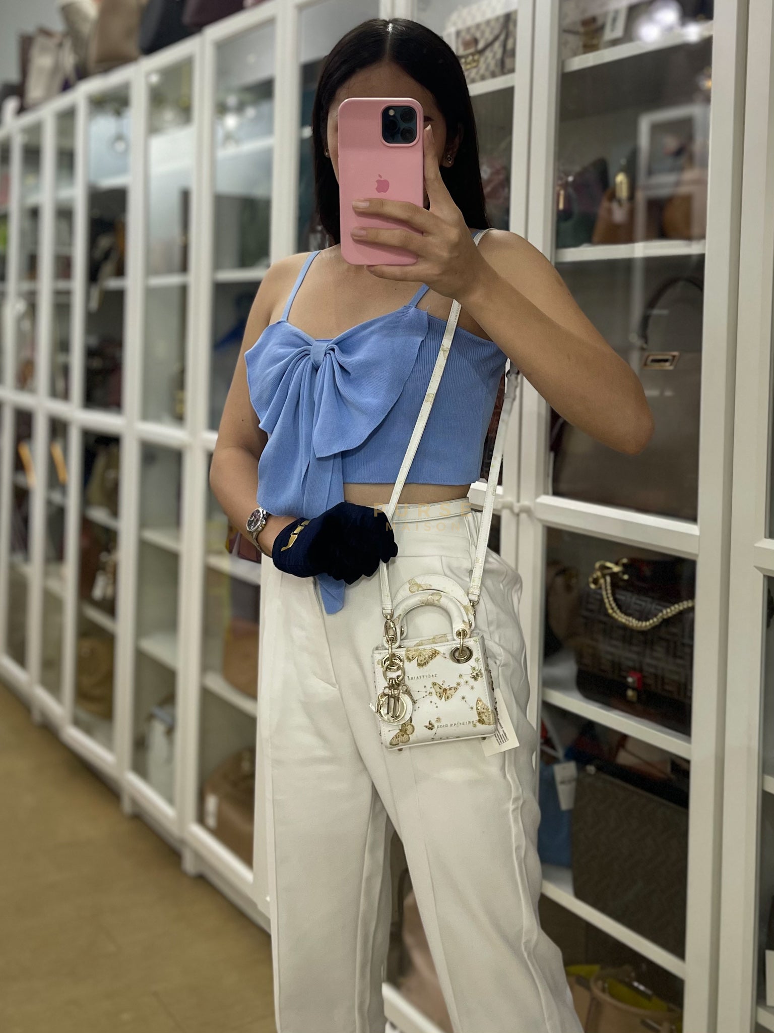 Micro Lady Dior Butterfly Zodiac in White Calfskin Leather | Purse Maison Luxury Bags Shop