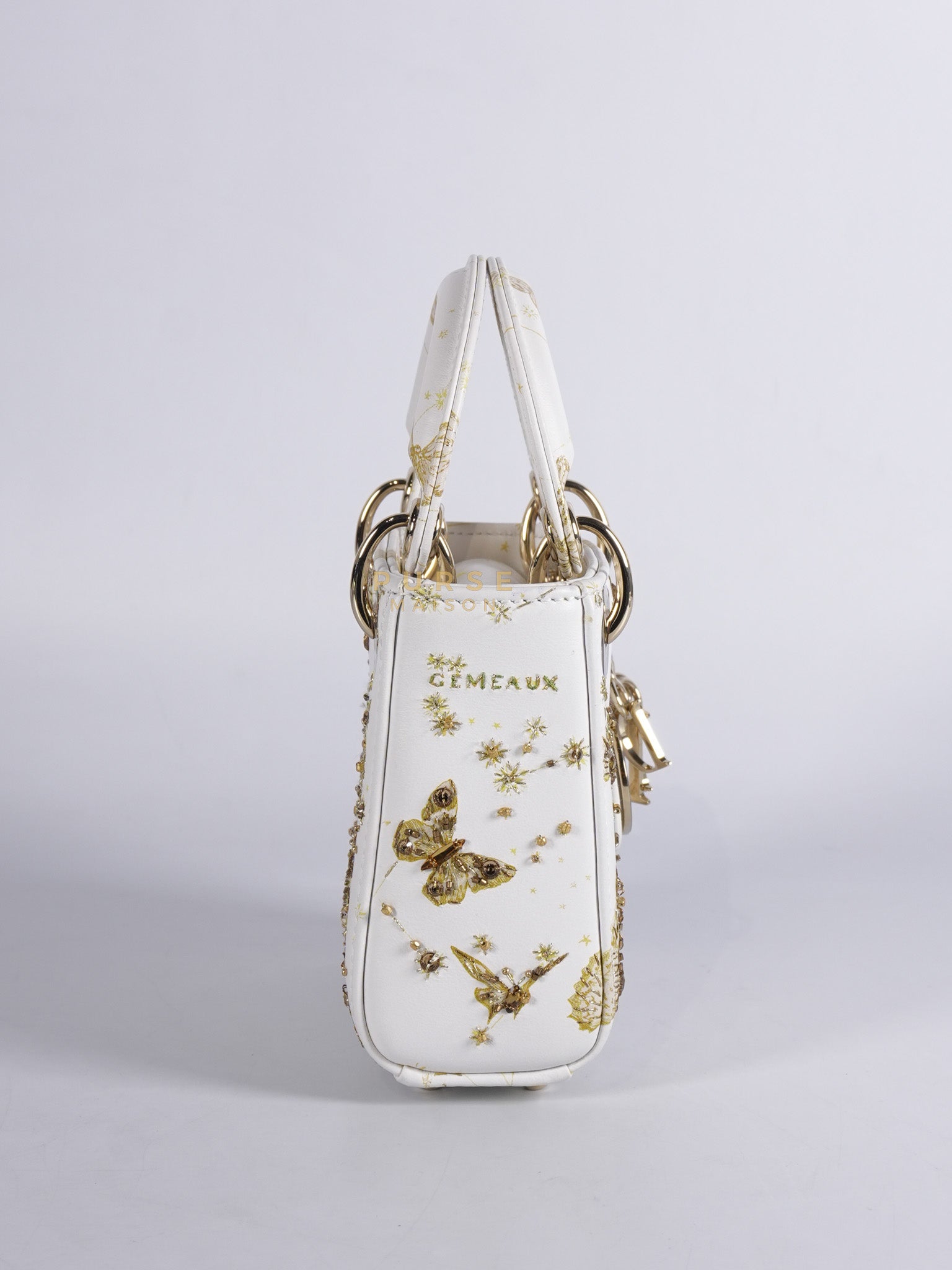 Micro Lady Dior Butterfly Zodiac in White Calfskin Leather | Purse Maison Luxury Bags Shop