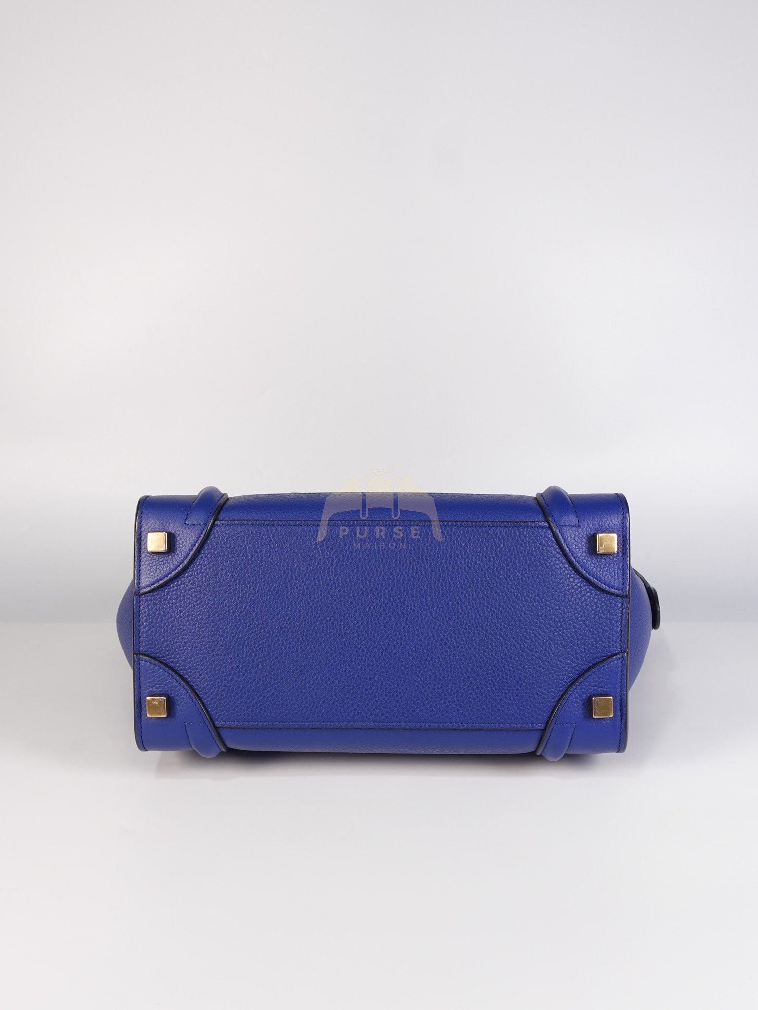 Micro Luggage in Blue Drummed Calfskin Leather | Purse Maison Luxury Bags Shop