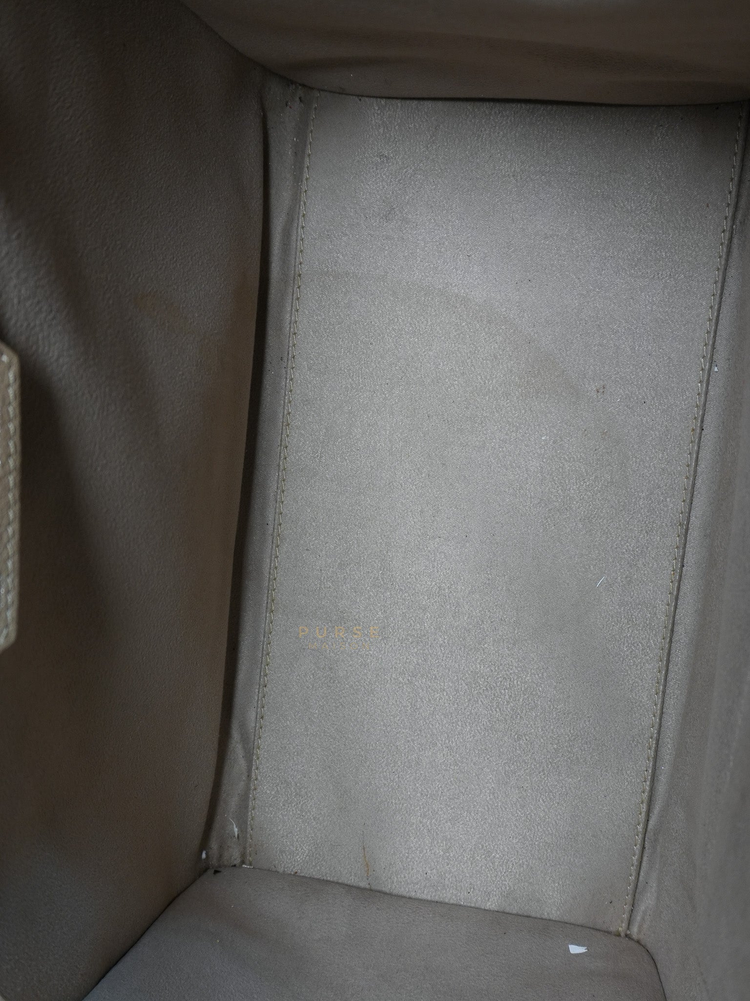 Micro Luggage Taupe in Drummed Calfskin Leather | Purse Maison Luxury Bags Shop